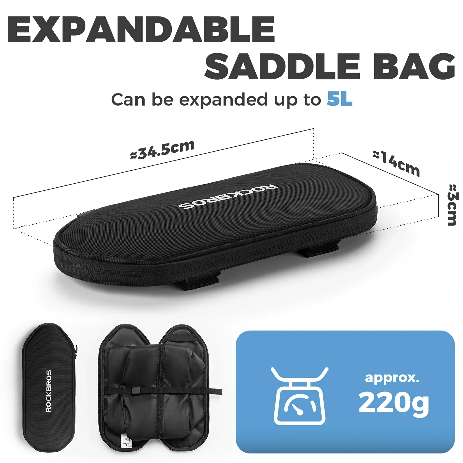 5L Expandable Bike Seat Bag - D83 - Image 3