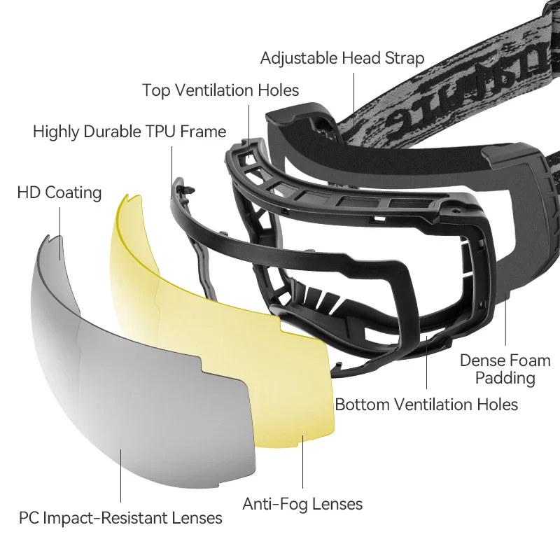 Anti-Fog Ski Goggles UV400 Protection Double-Layer Lenses for Clear View - Image 4