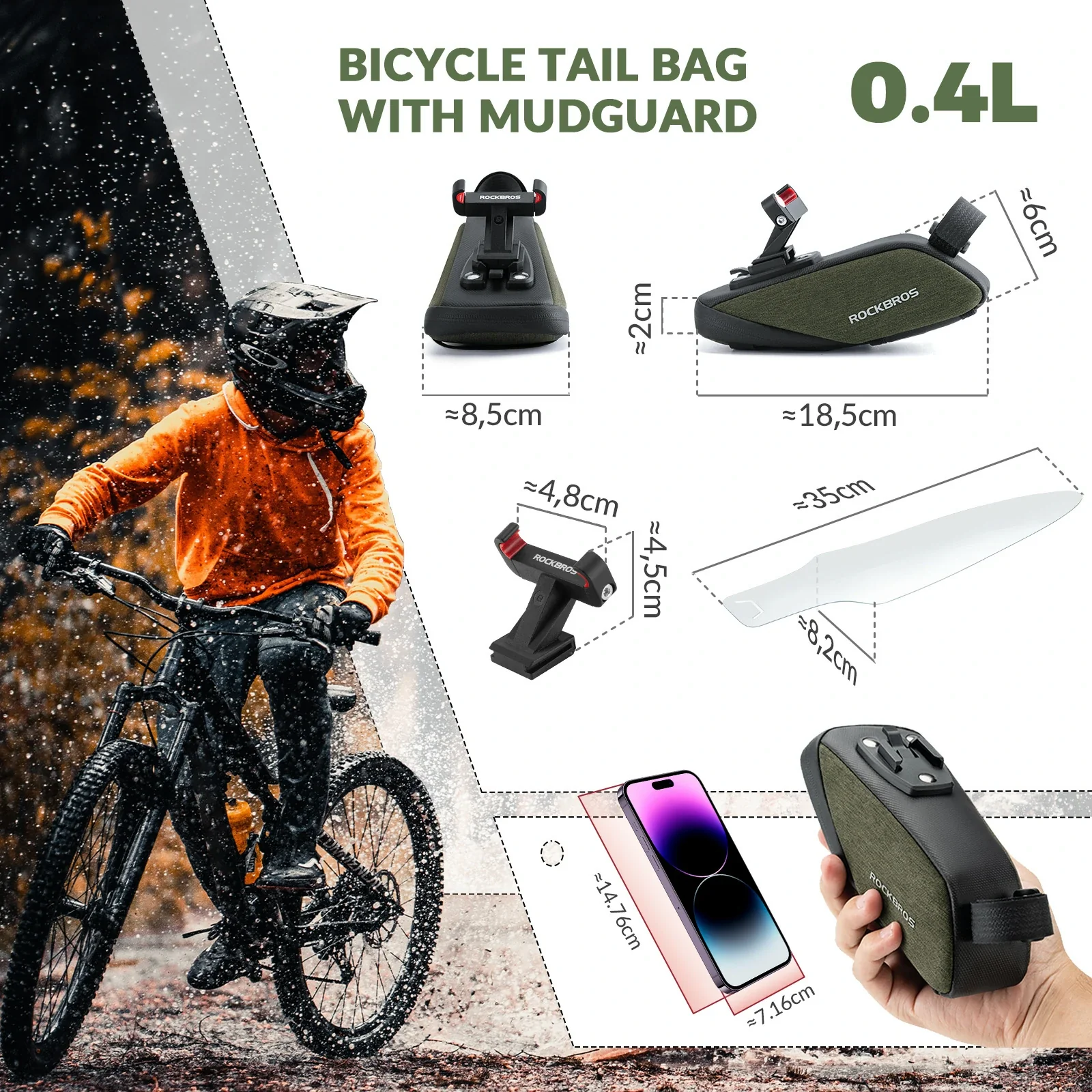 Bicycle Saddle Bag with Transparent PVC Mudguard - Image 4
