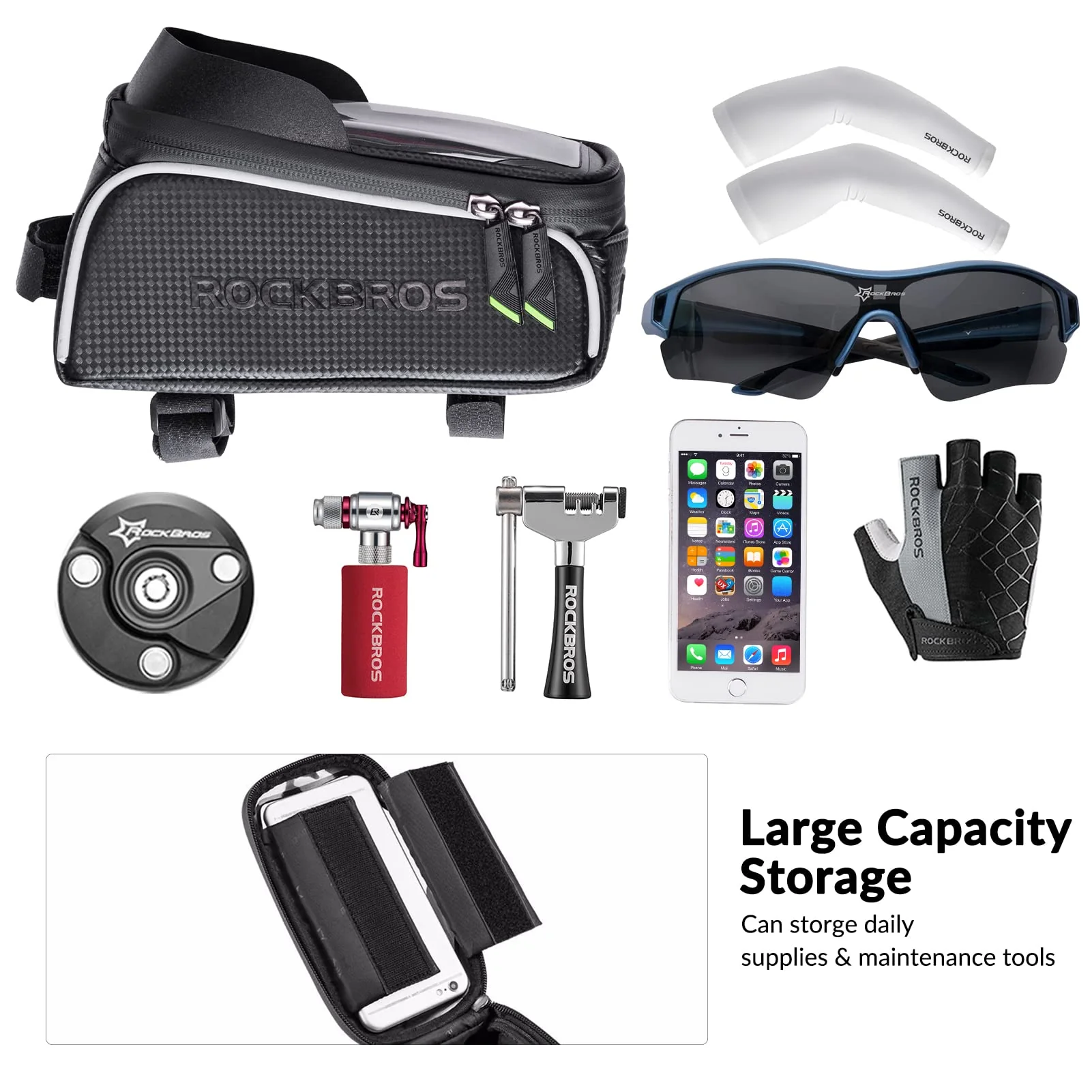 ROCKBROS Bike Frame Bag Waterproof Top Tube Bag Phone Touch Screen - Image 6