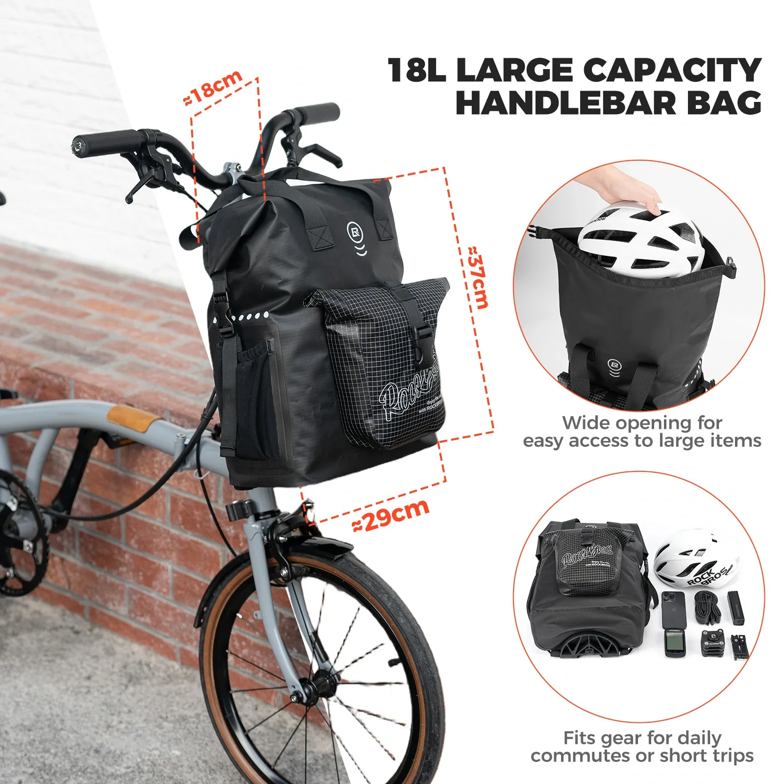 Bike Handlebar Bag for Folding Bike 18L - Image 2