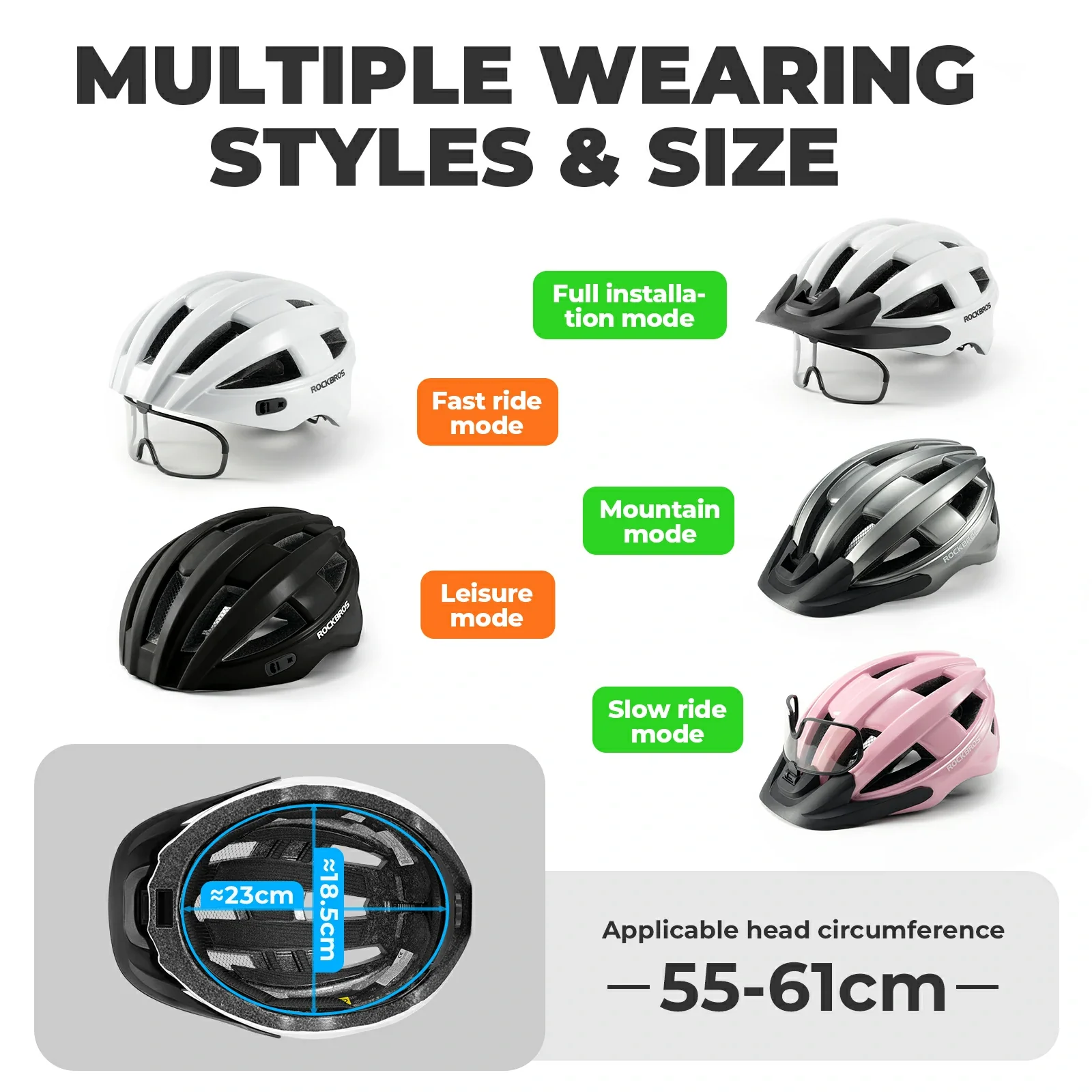 Bike Helmet with Photochromic Visor USB Rechargeable Tail Light - Image 12