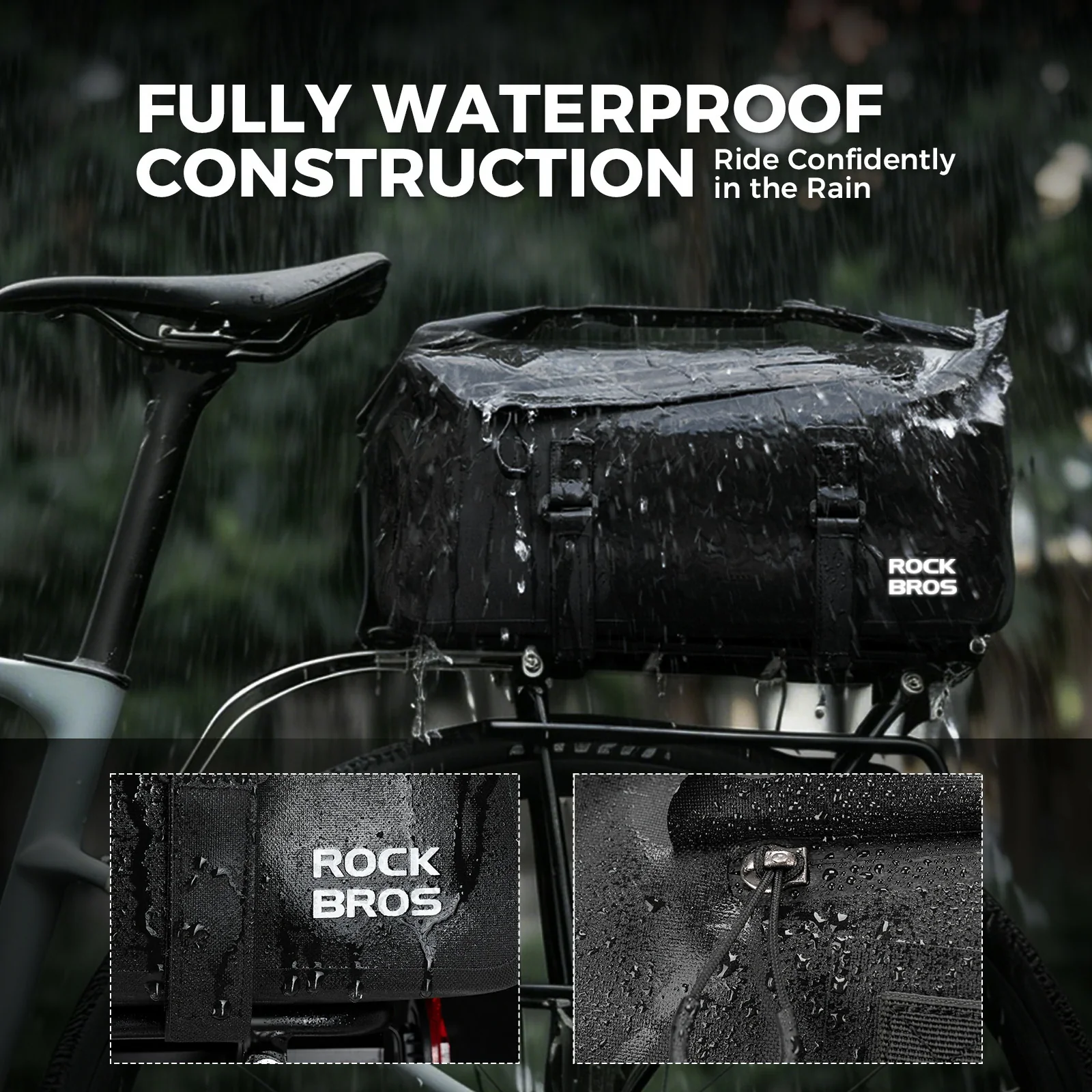 Bike Rear Rack Bag Waterproof Rolltop Expandable 16 L - Image 3