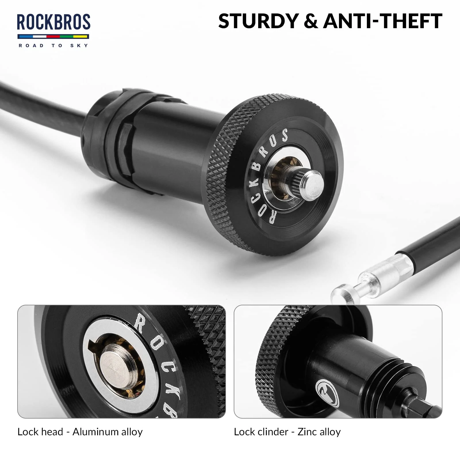 ROCKBROS Road-to-Sky Bicycle Cable Lock Mini Multifunctional Hidden 65cm - Image 3