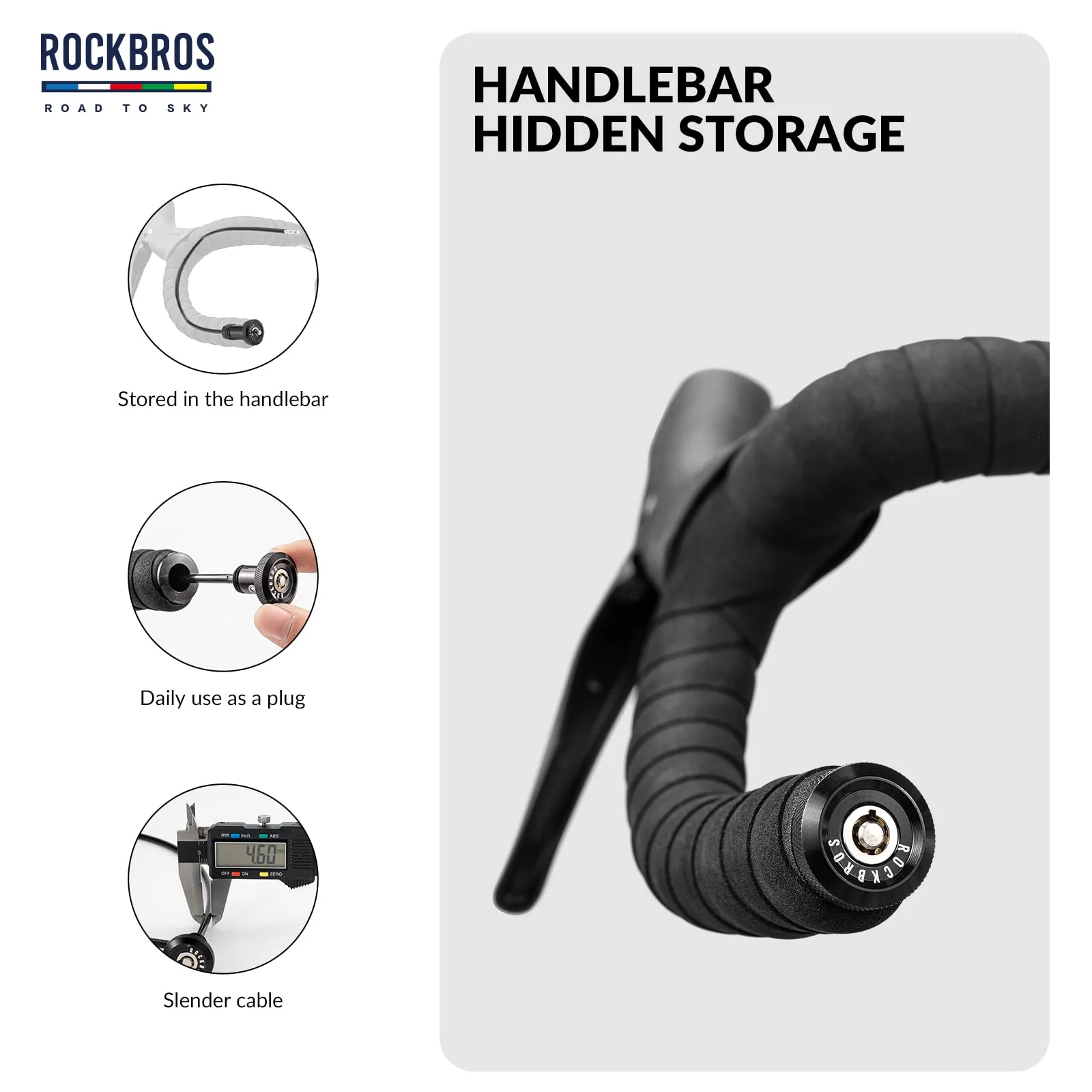 ROCKBROS Road-to-Sky Bicycle Cable Lock Mini Multifunctional Hidden 65cm - Image 4