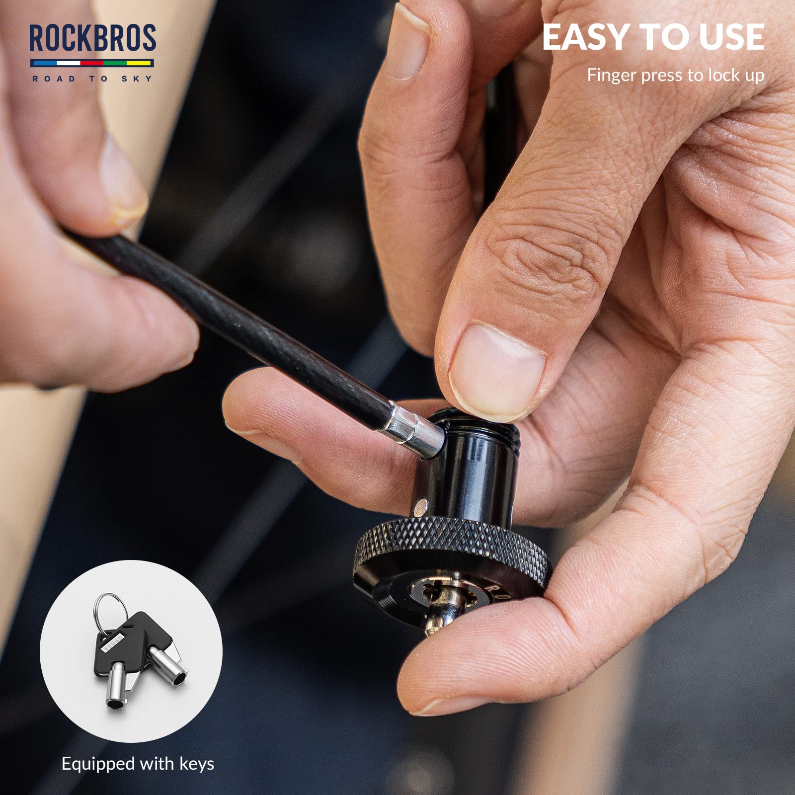 ROCKBROS Road-to-Sky Bicycle Cable Lock Mini Multifunctional Hidden 65cm - Image 5
