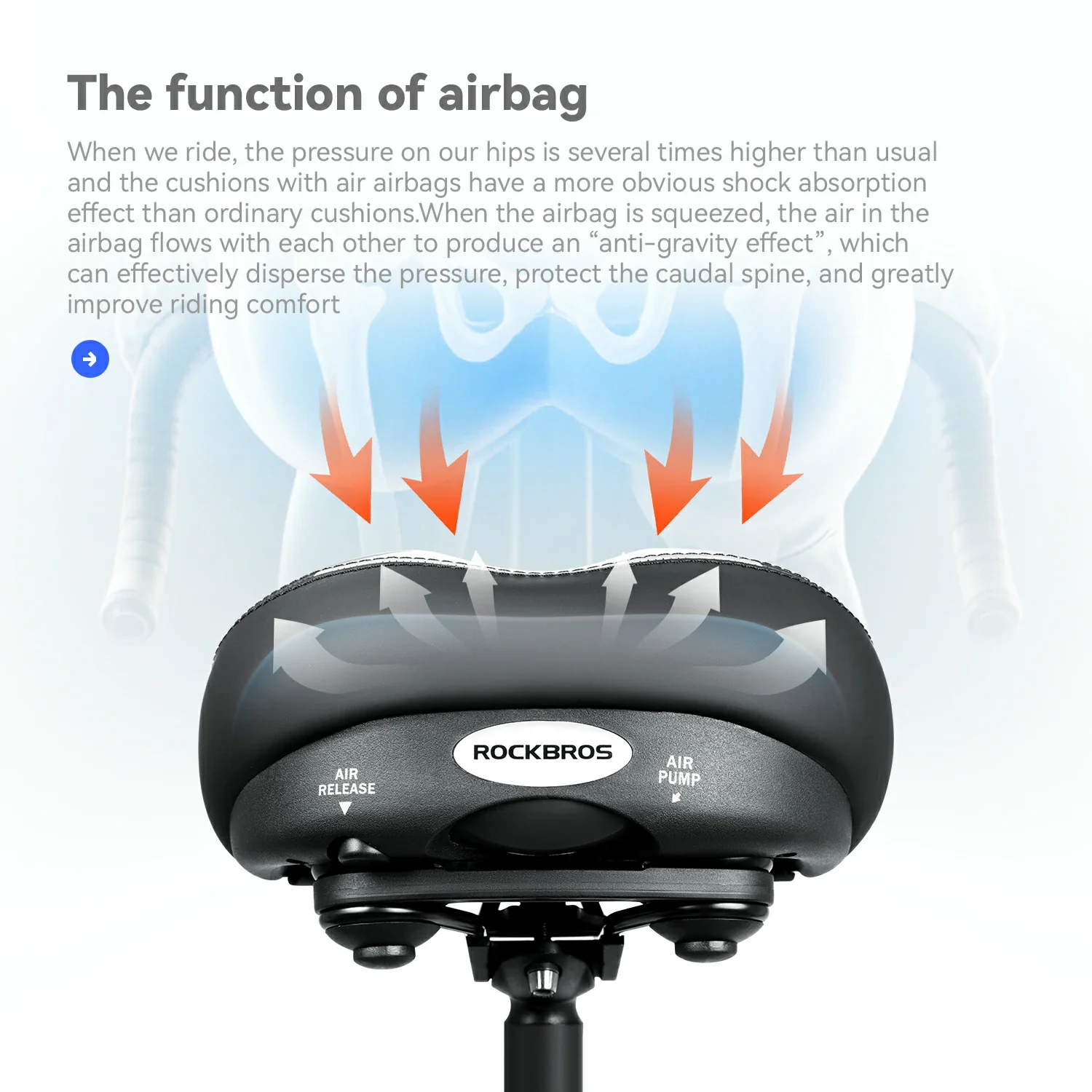 Adjustable Air Cushion Bike Saddle Wide Comfort Shock Absorbing Seat - Image 3