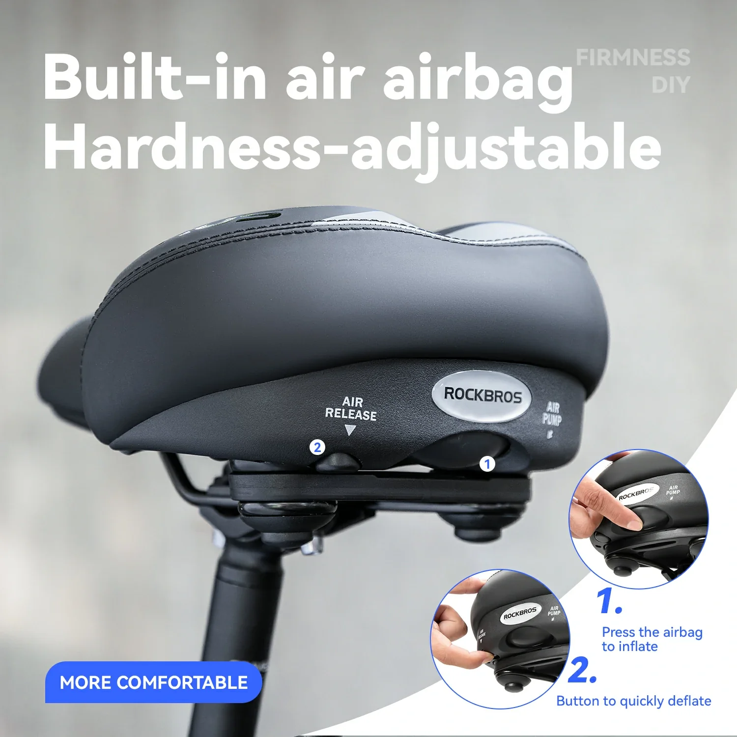 Adjustable Air Cushion Bike Saddle Wide Comfort Shock Absorbing Seat - Image 7