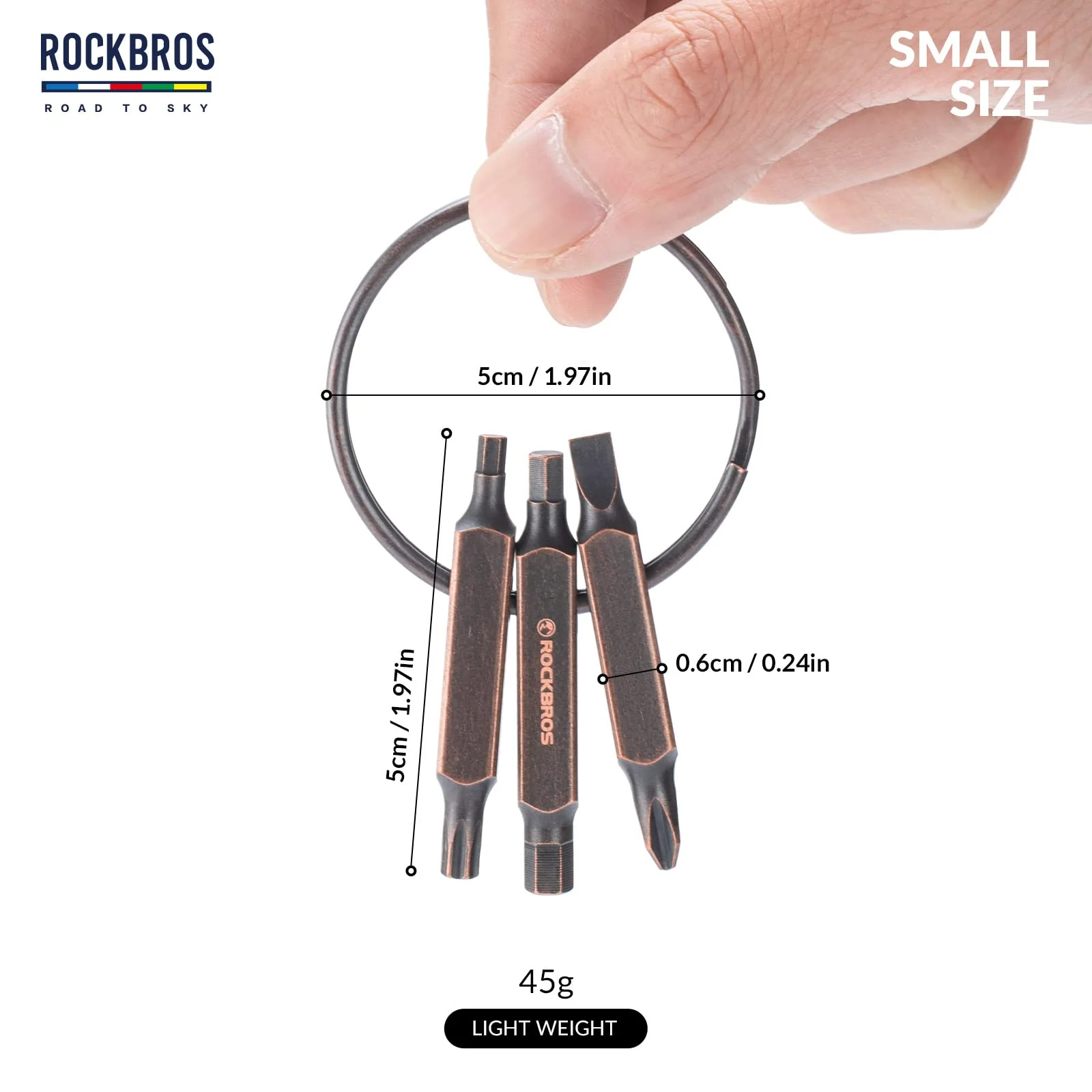 ROCKBROS Road-to-Sky Mini Bike Repair Tool 6 in 1 Portable Keychain - Image 4