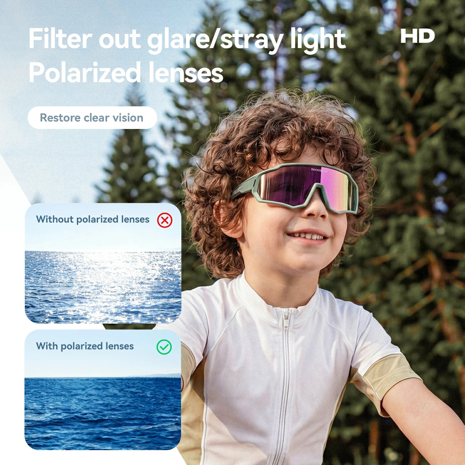 Kids Cycling Sunglasses Polarised & Photochromic UV400 Protection - Image 16