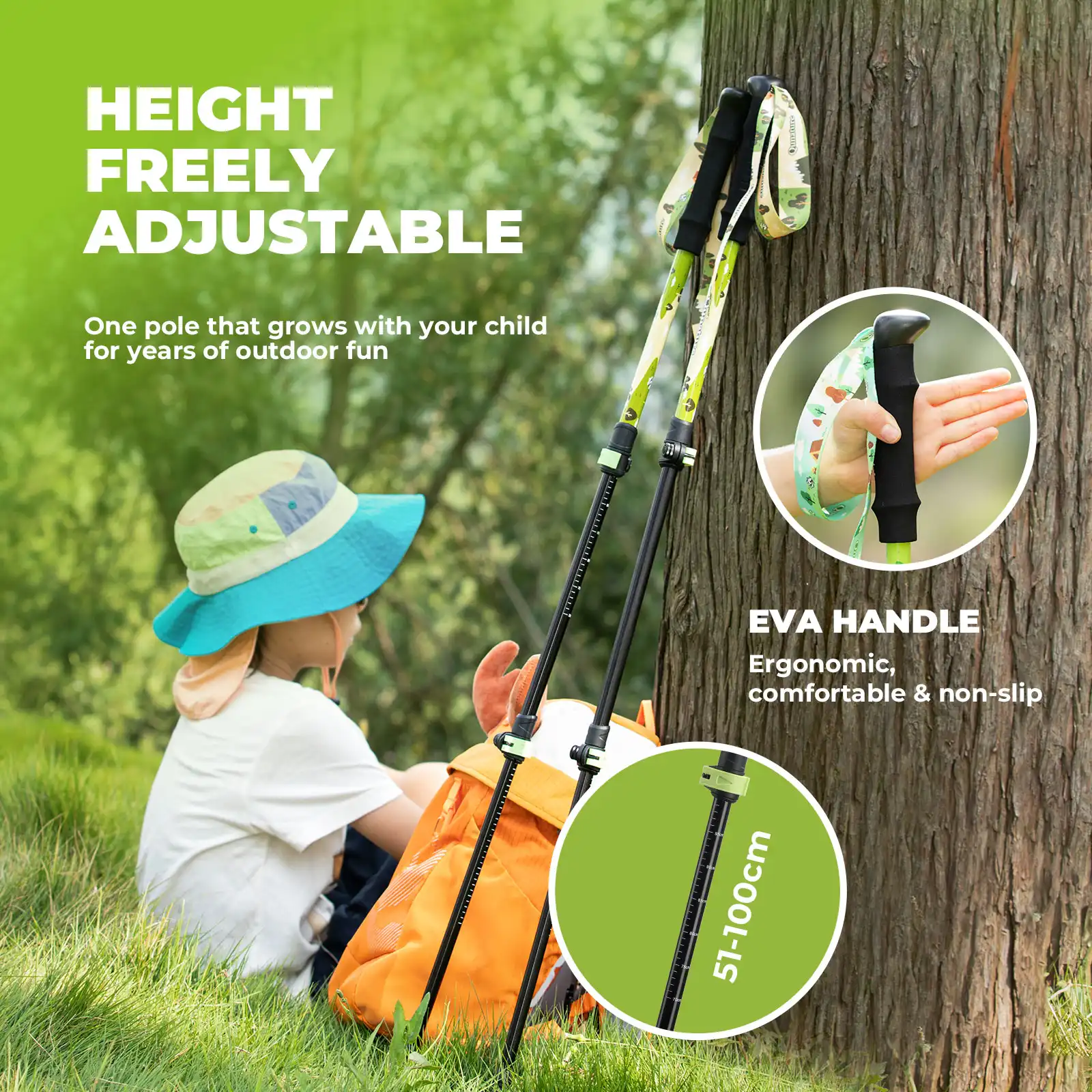 Kids Aluminum Trekking Pole with Adjustable Height - Image 11