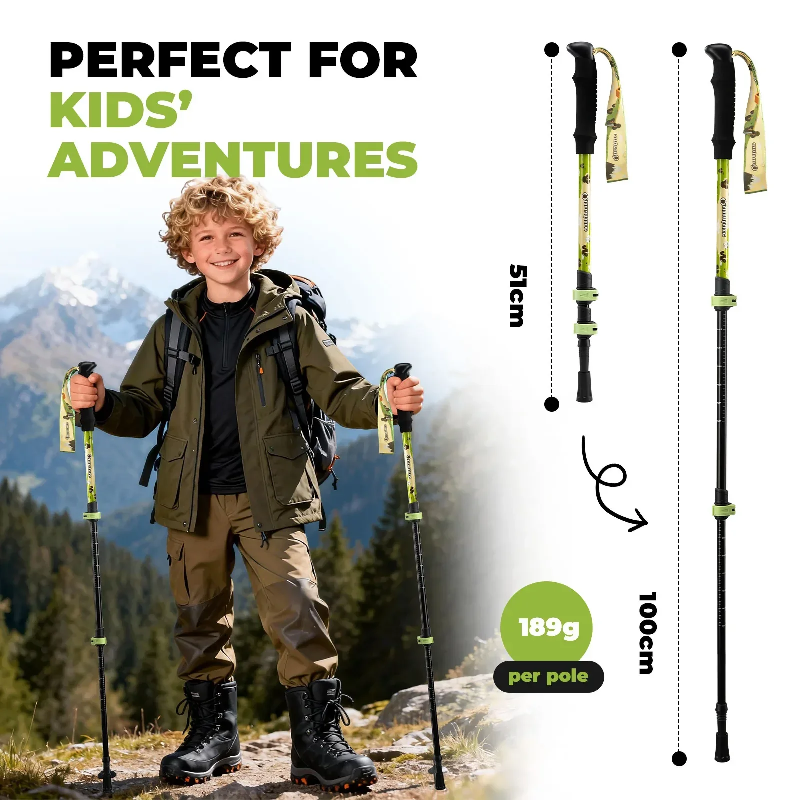 Kids Aluminum Trekking Pole with Adjustable Height - Image 5