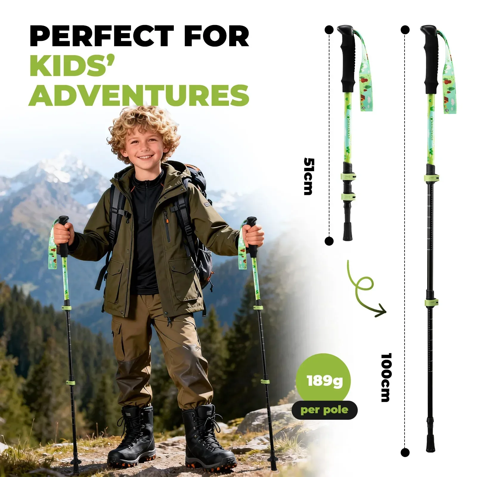 Kids Aluminum Trekking Pole with Adjustable Height - Image 6