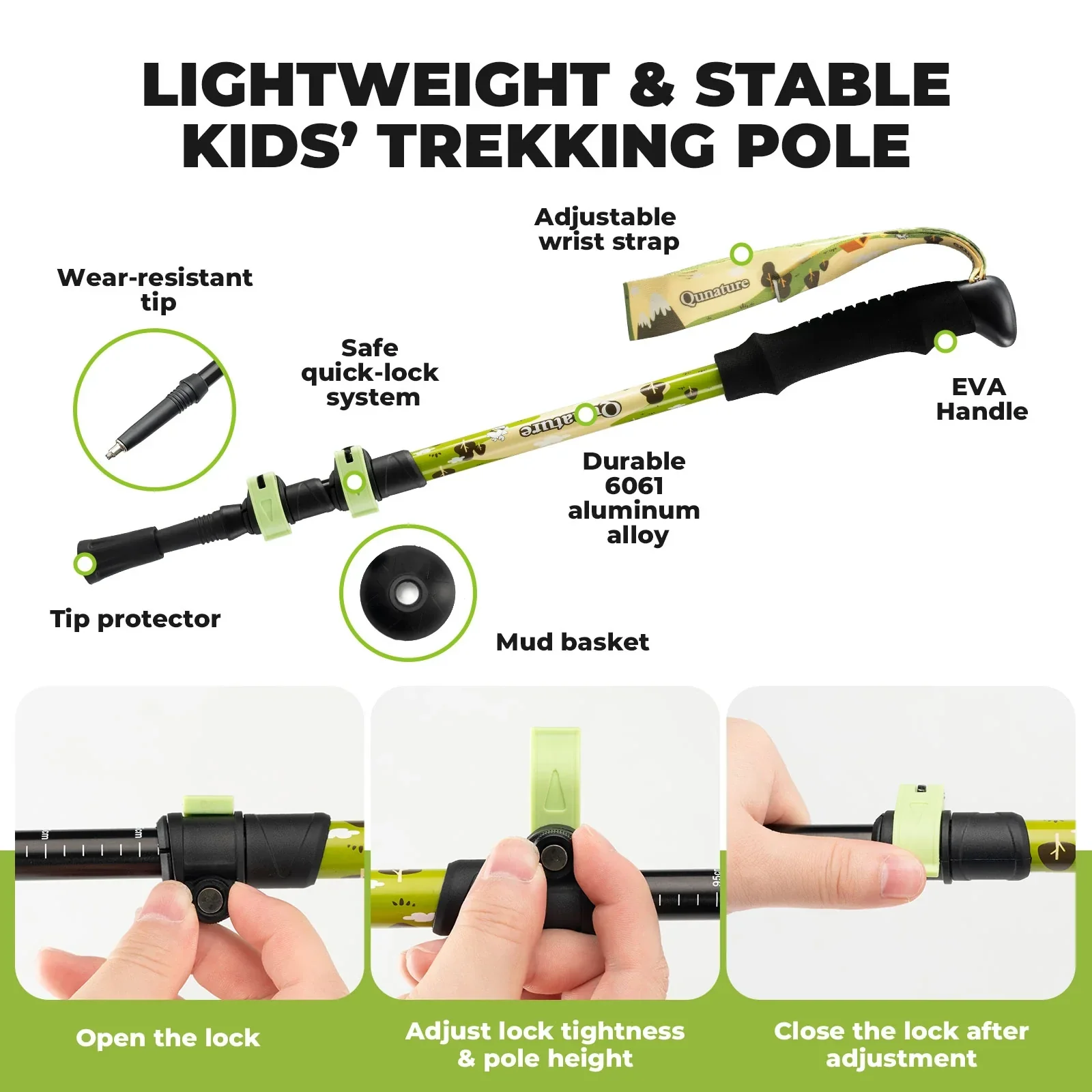 Kids Aluminum Trekking Pole with Adjustable Height - Image 7