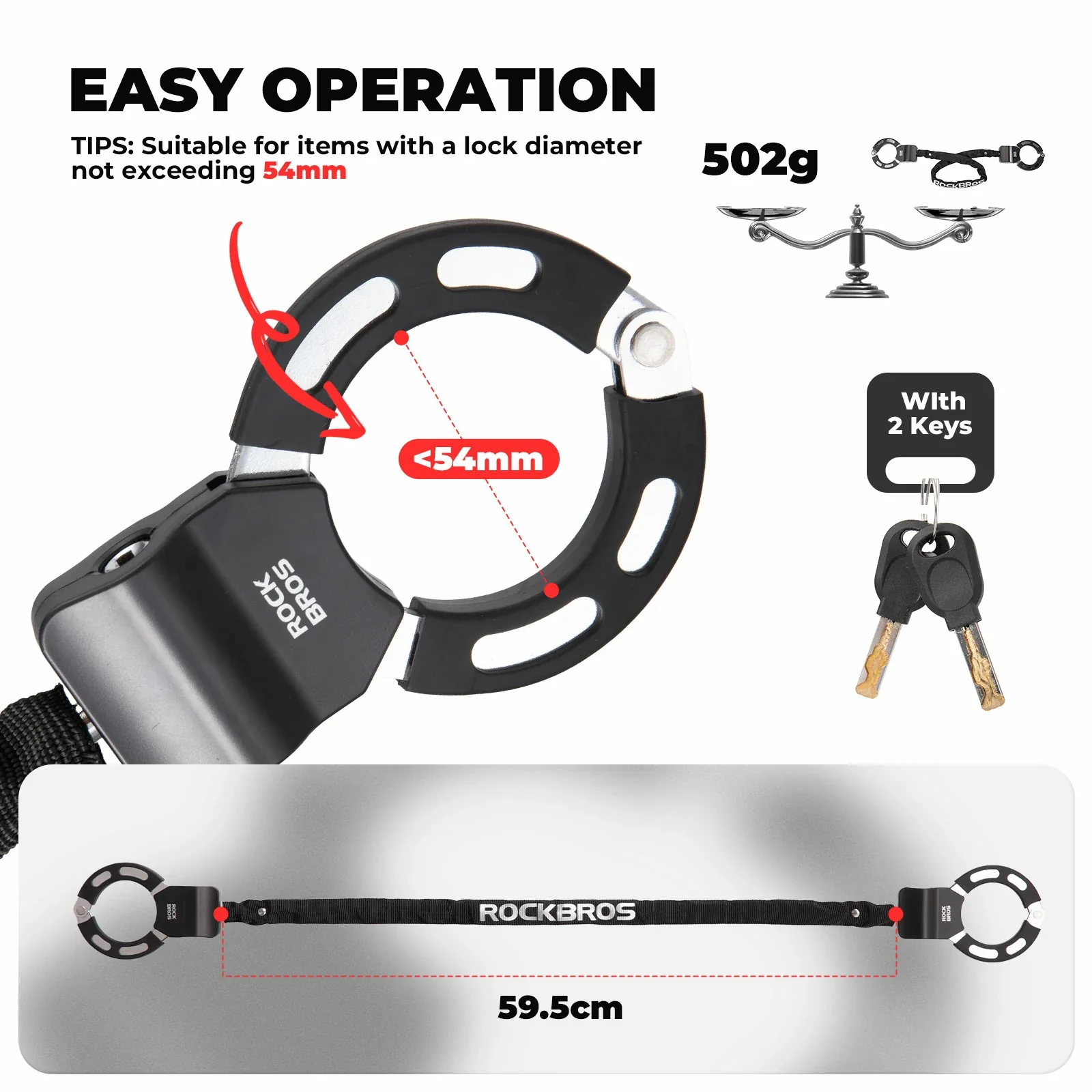 Lightweight Bike & E-Scooter Chain Lock - Image 3