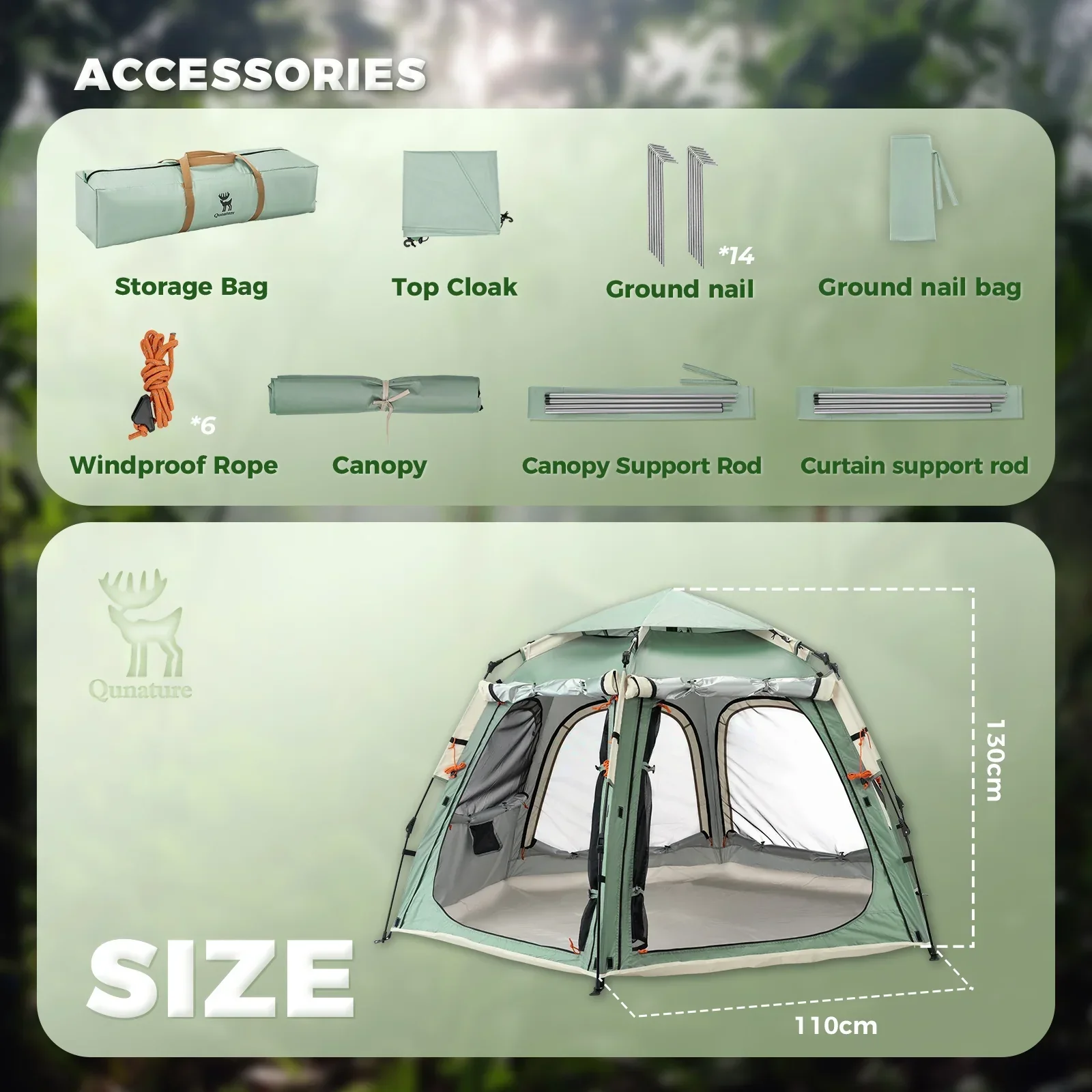Quick Setup Hexagonal Tent UPF50+ Waterproof Lightweight - Image 12