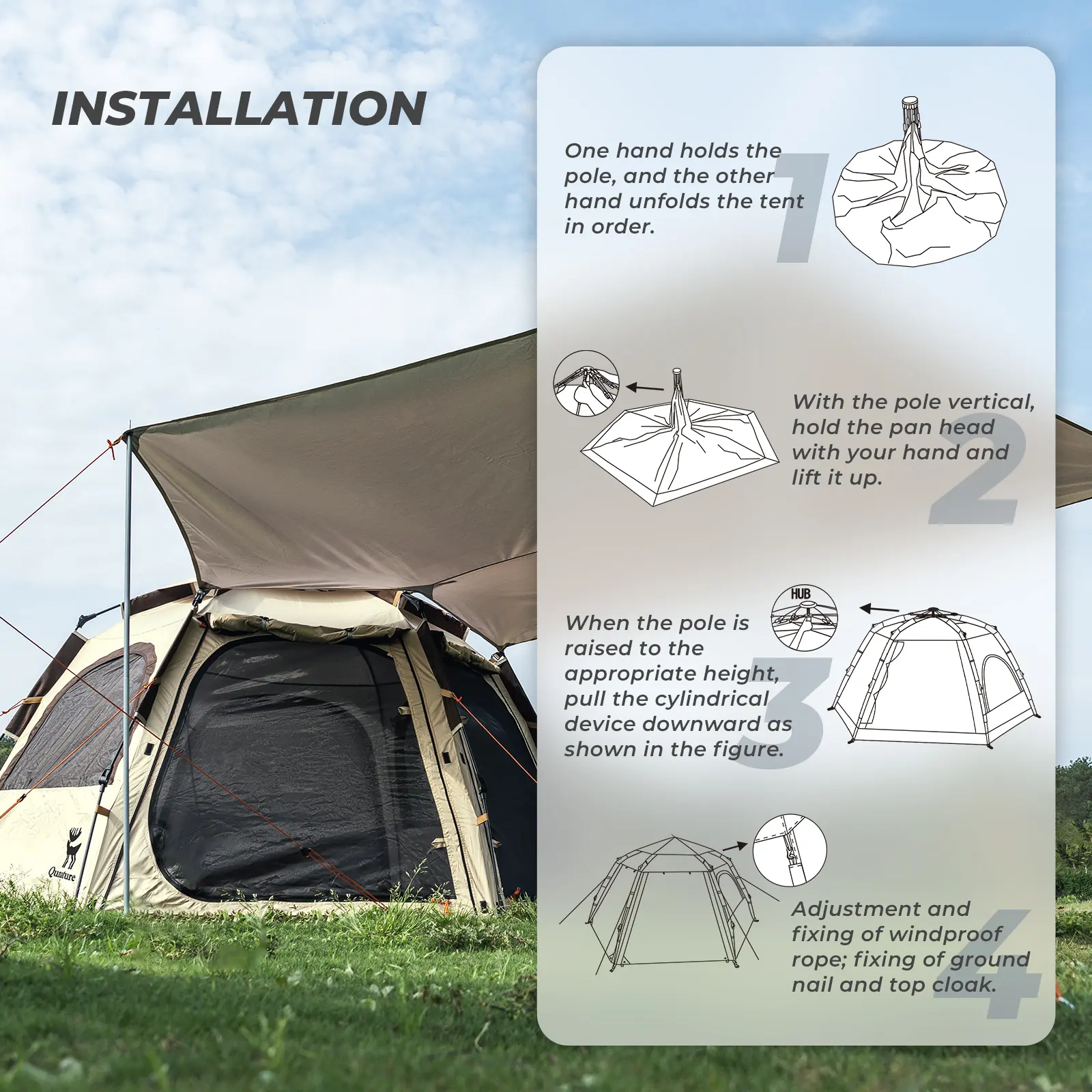 Quick Setup Hexagonal Tent UPF50+ Waterproof Lightweight - Image 14