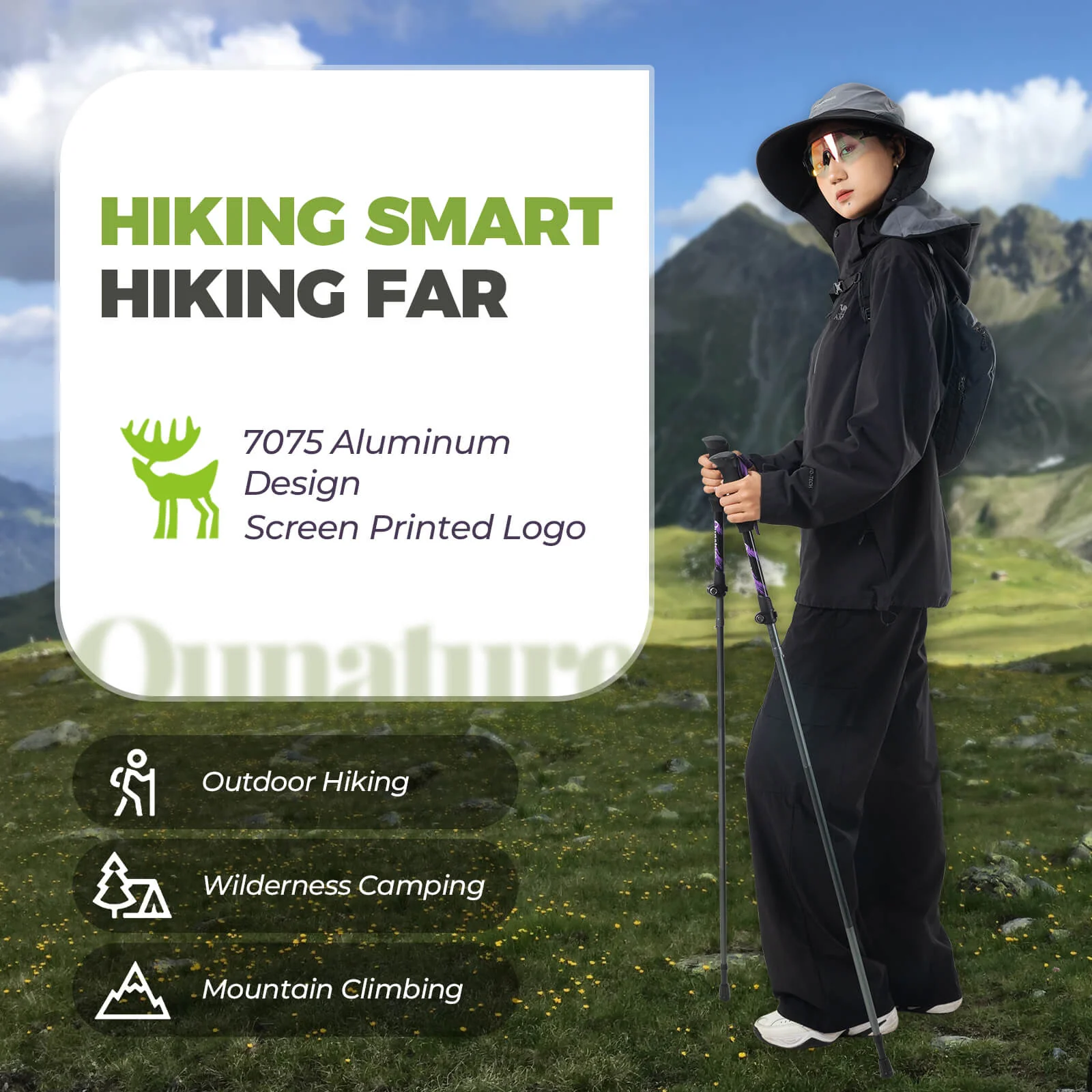 Qunature Trekking Poles Lightweight Foldable 110-130cm - Image 10