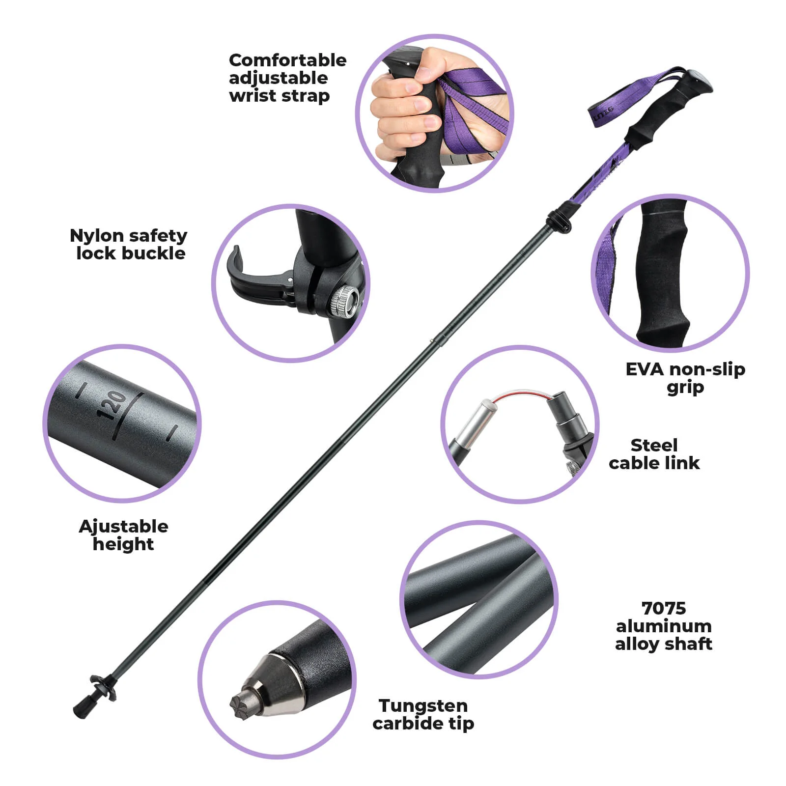 Qunature Trekking Poles Lightweight Foldable 110-130cm - Image 11