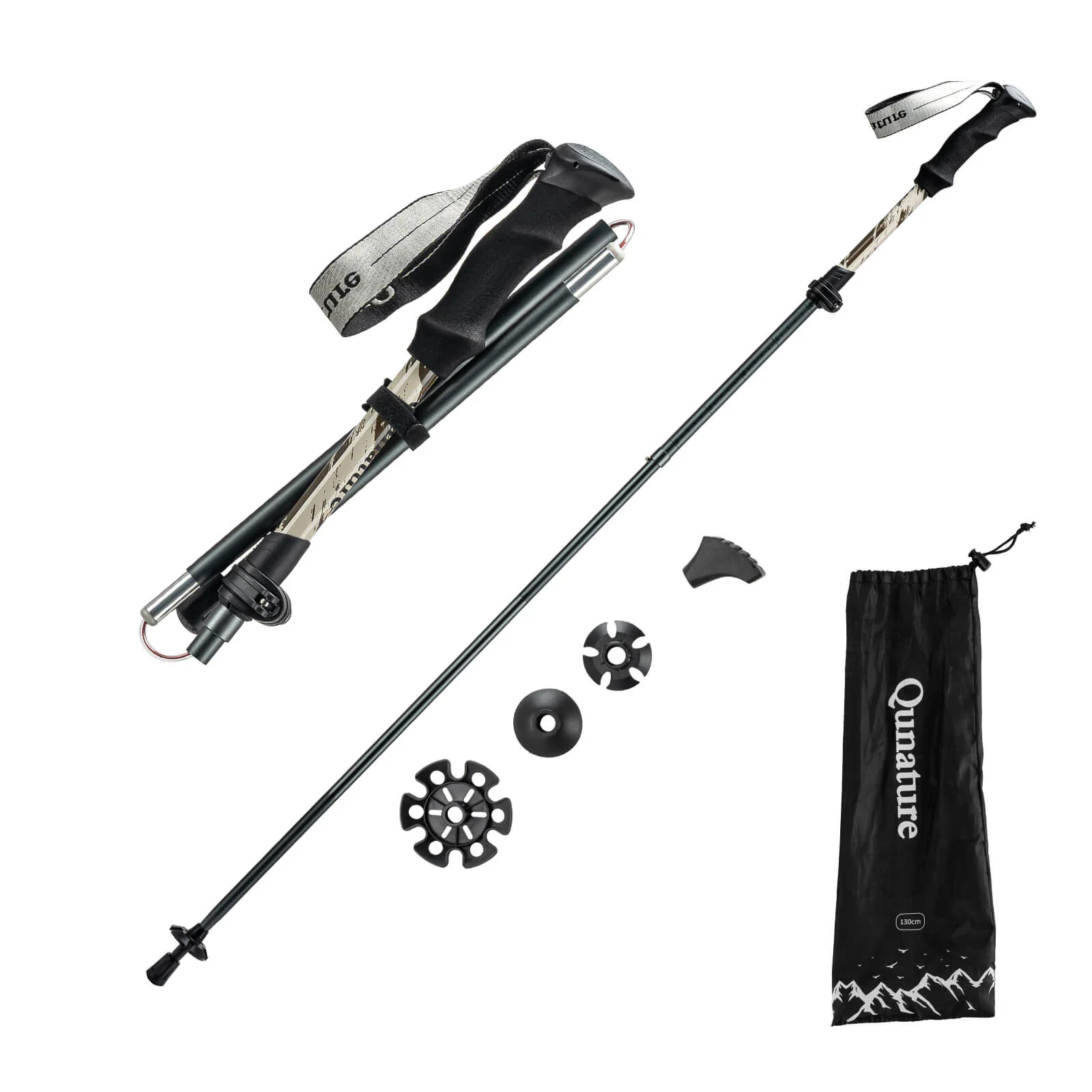 Qunature Trekking Poles Lightweight Foldable 110-130cm - Image 3