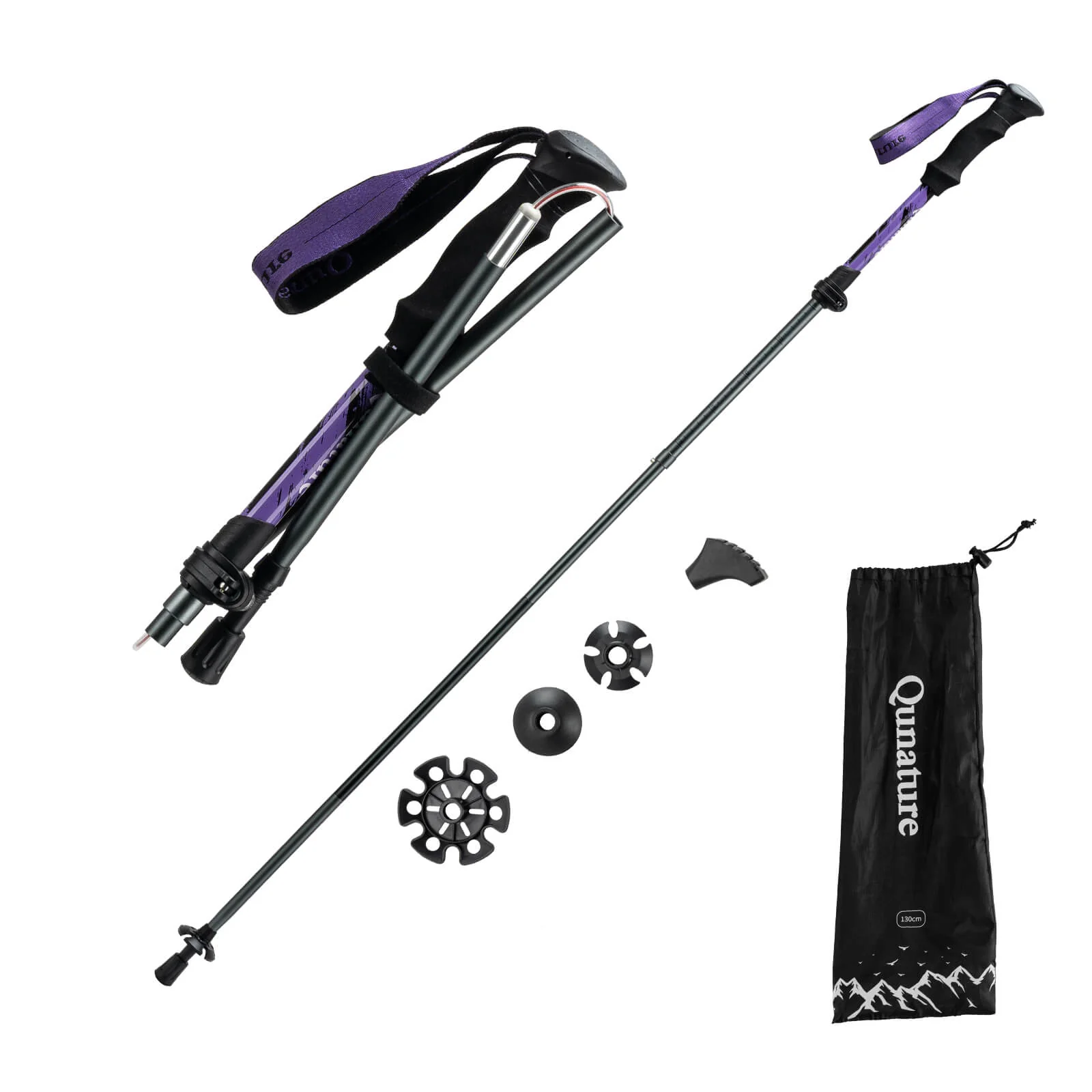 Qunature Trekking Poles Lightweight Foldable 110-130cm - Image 9