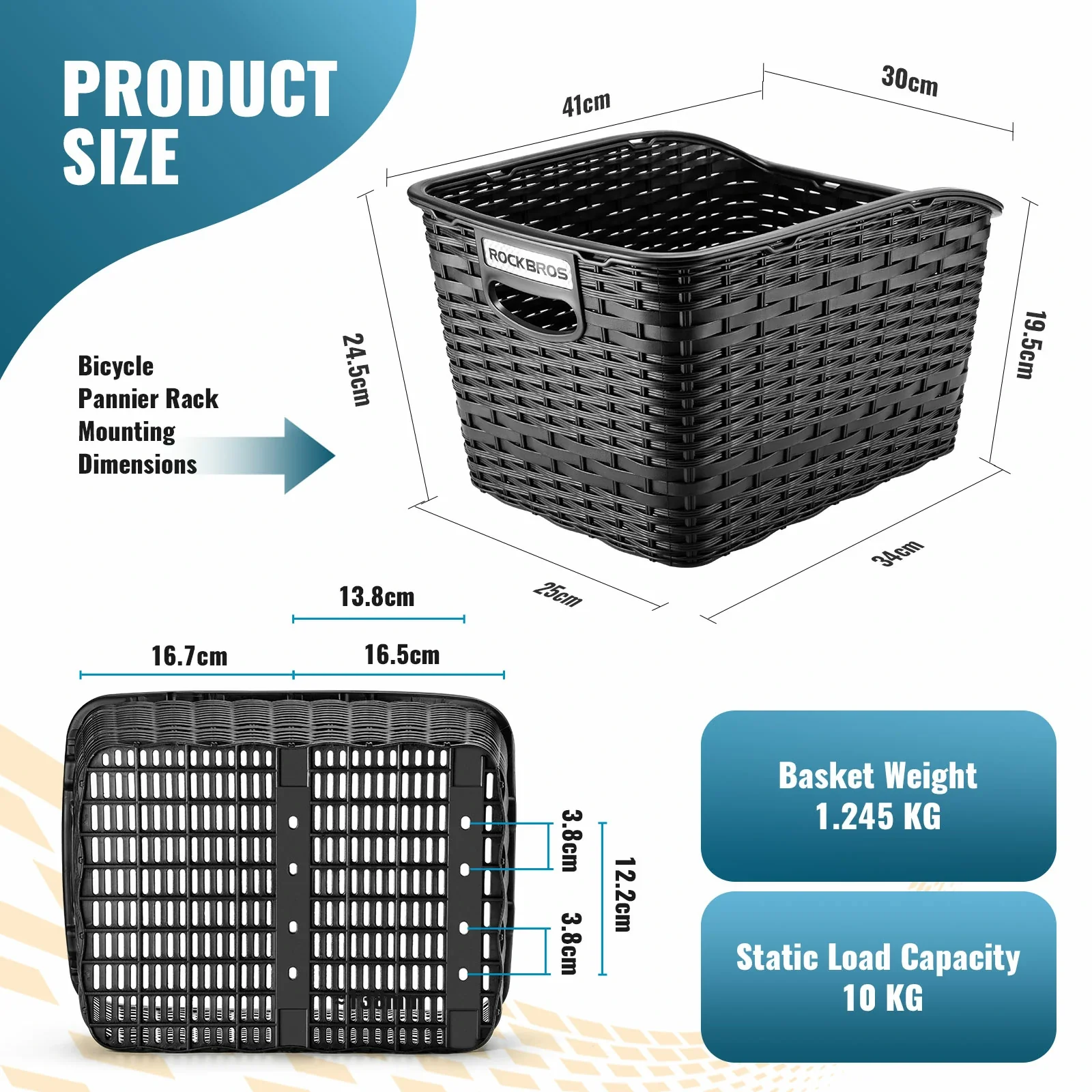 Rear Rack Bike Basket Large Reflective 10kg Load - Image 3