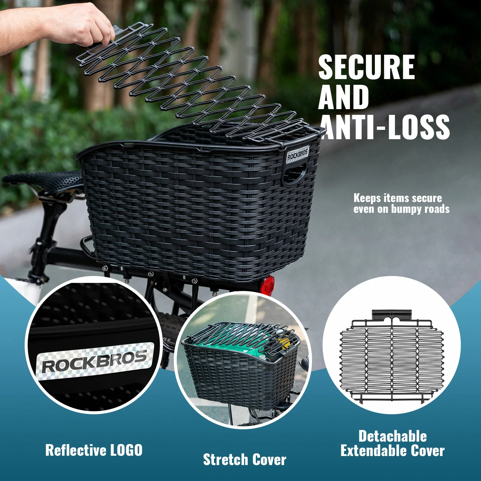 Rear Rack Bike Basket Large Reflective 10kg Load - Image 5