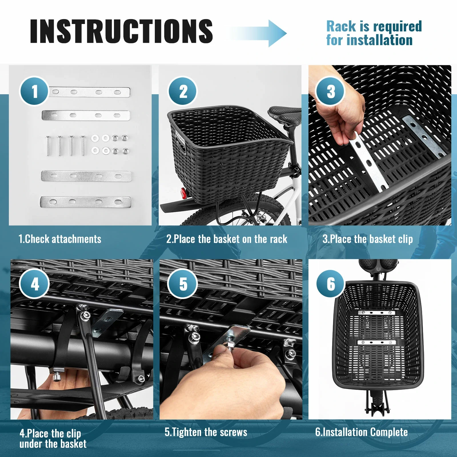 Rear Rack Bike Basket Large Reflective 10kg Load - Image 7