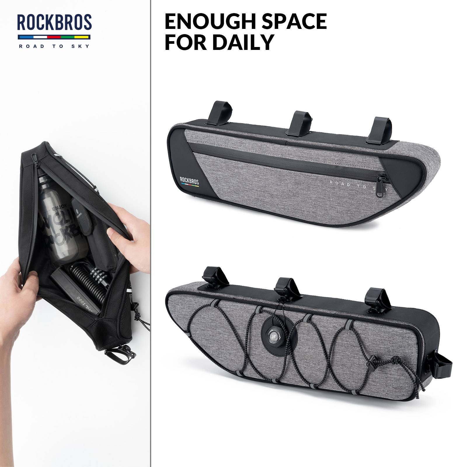 ROCKBROS Road-to-Sky Bike Frame Bag Reflective Waterproof Triangular Bag - Image 10