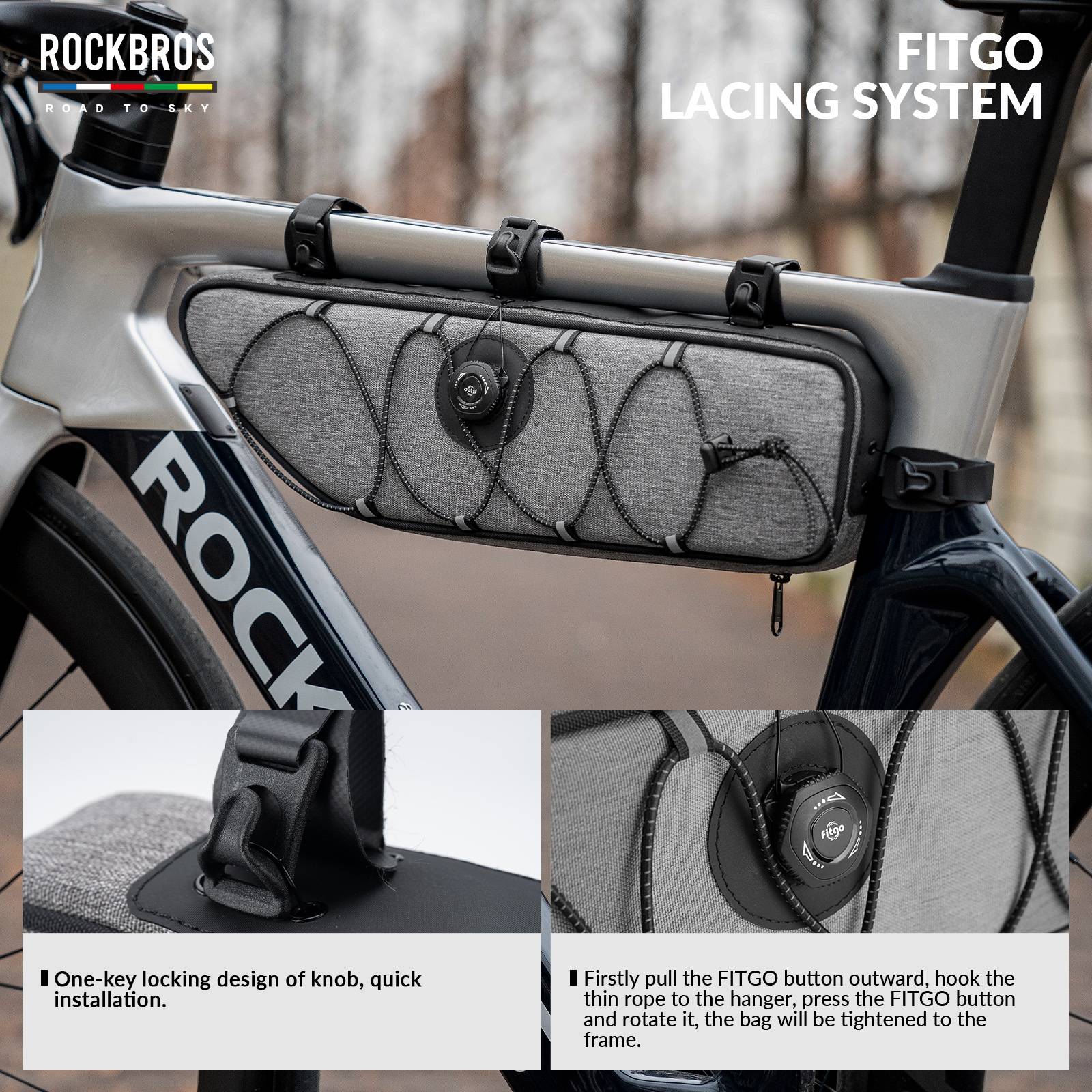 ROCKBROS Road-to-Sky Bike Frame Bag Reflective Waterproof Triangular Bag - Image 14