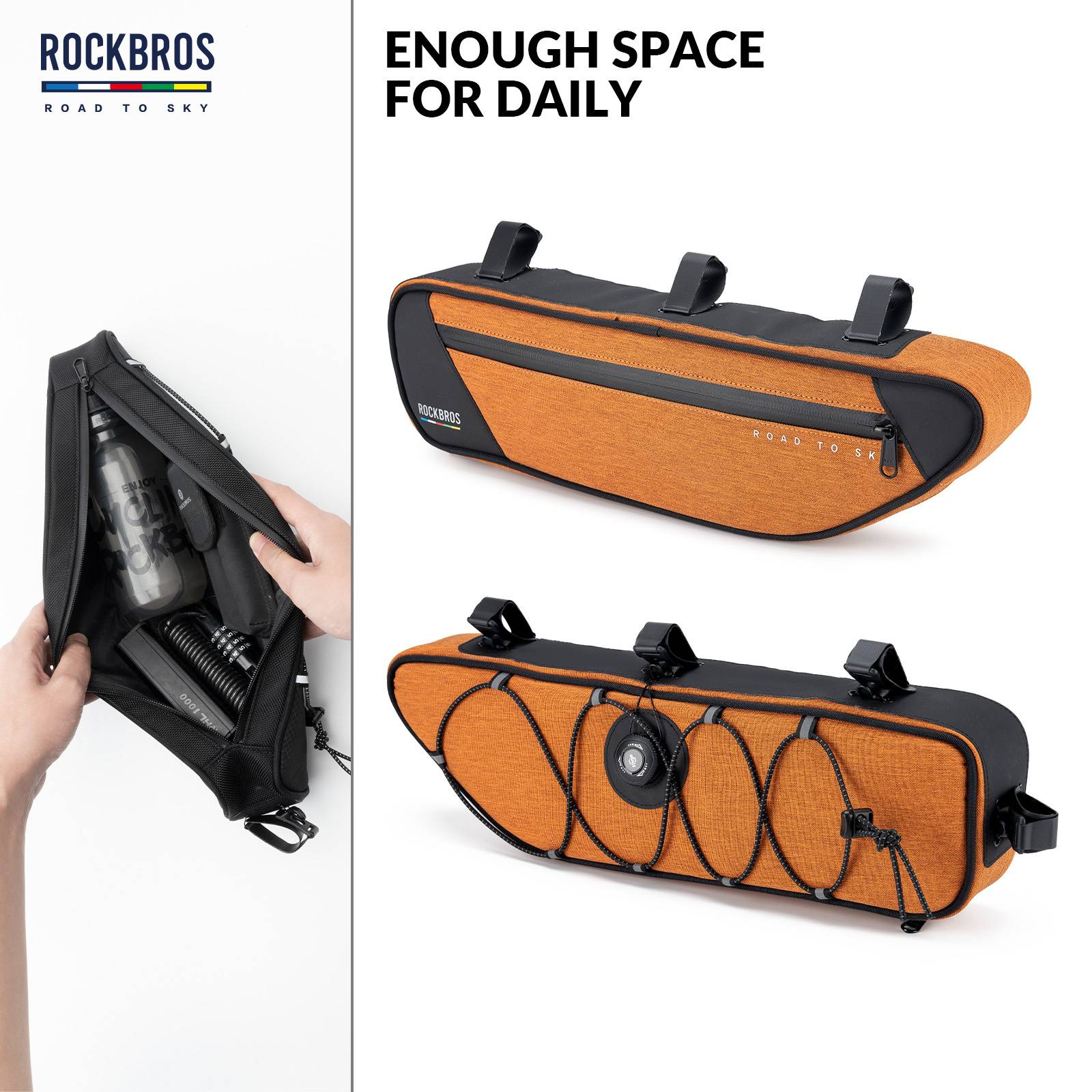 ROCKBROS Road-to-Sky Bike Frame Bag Reflective Waterproof Triangular Bag - Image 18