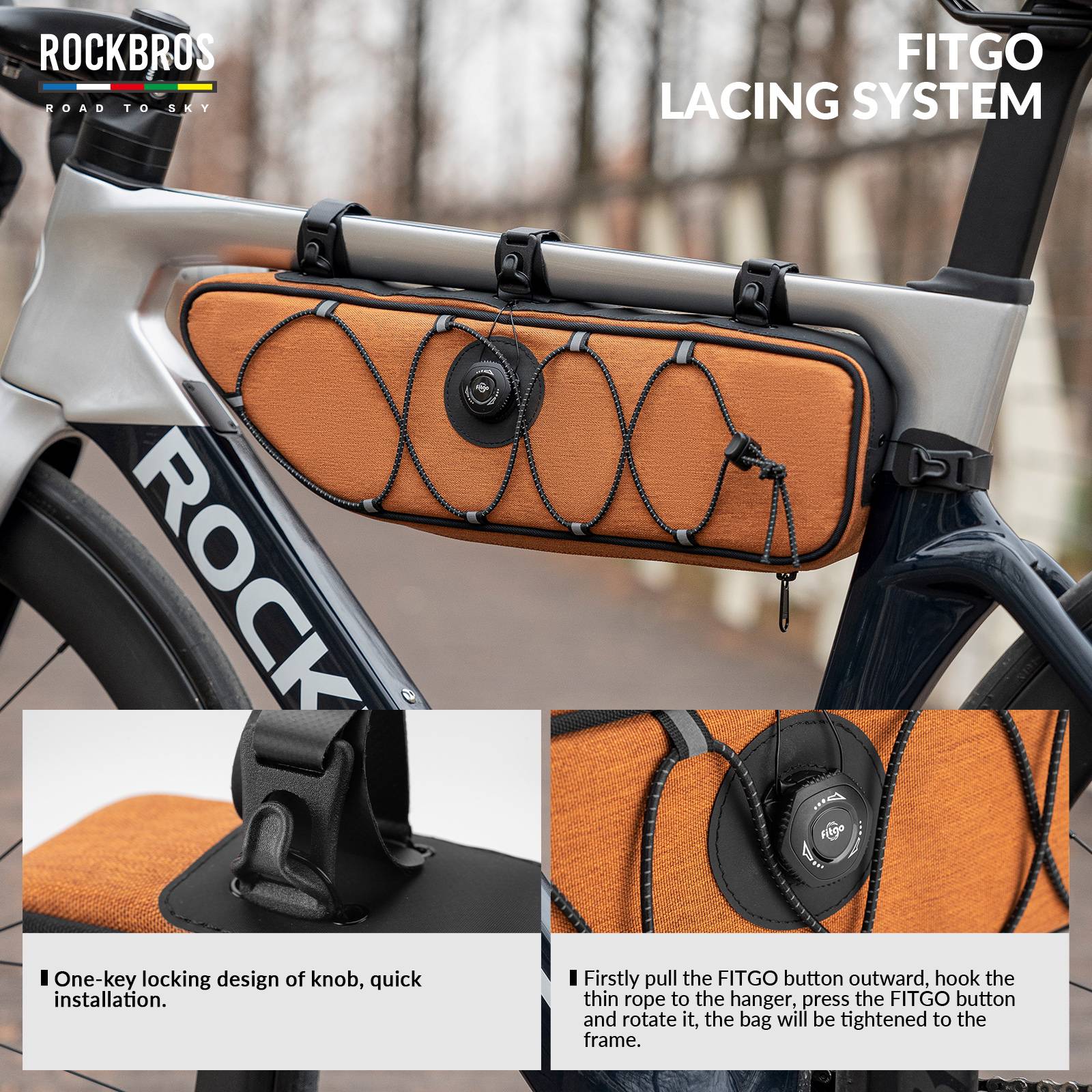 ROCKBROS Road-to-Sky Bike Frame Bag Reflective Waterproof Triangular Bag - Image 23