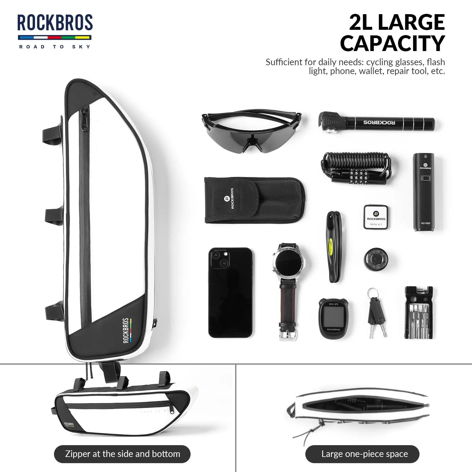 ROCKBROS Road-to-Sky Bike Frame Bag Reflective Waterproof Triangular Bag - Image 29