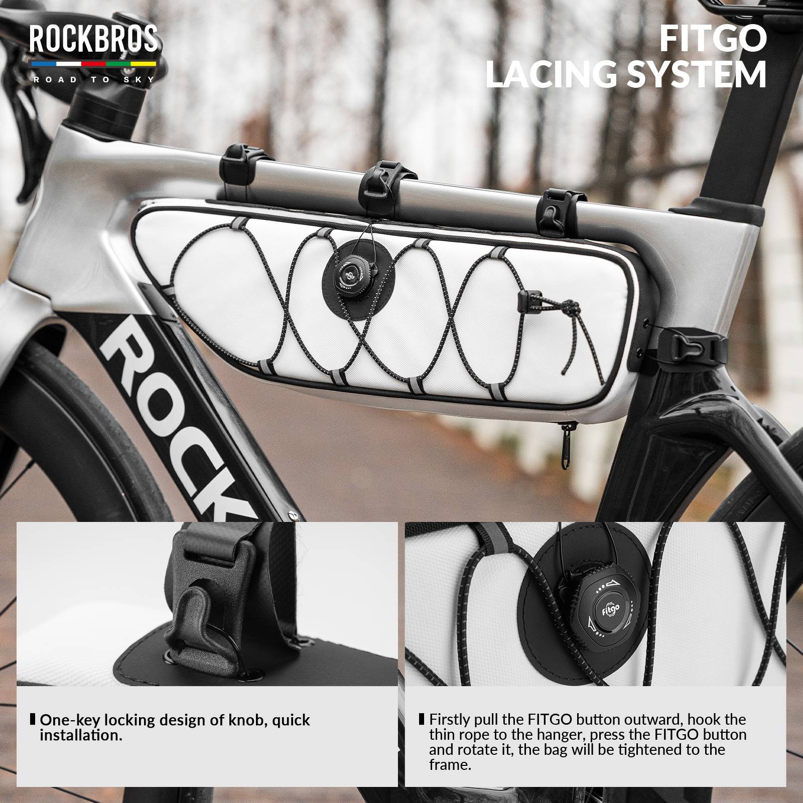 ROCKBROS Road-to-Sky Bike Frame Bag Reflective Waterproof Triangular Bag - Image 30