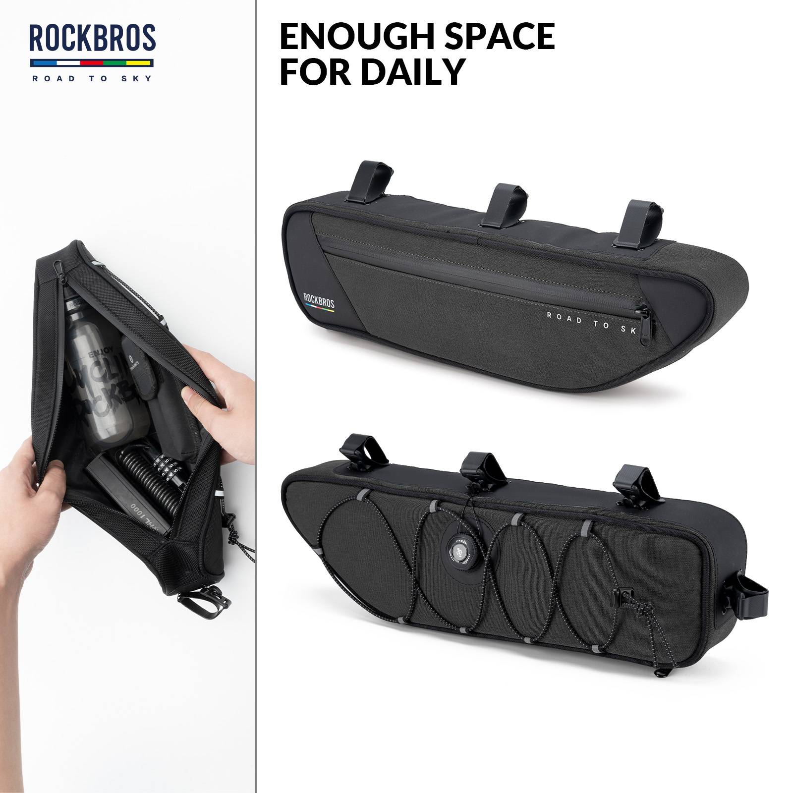 ROCKBROS Road-to-Sky Bike Frame Bag Reflective Waterproof Triangular Bag - Image 34