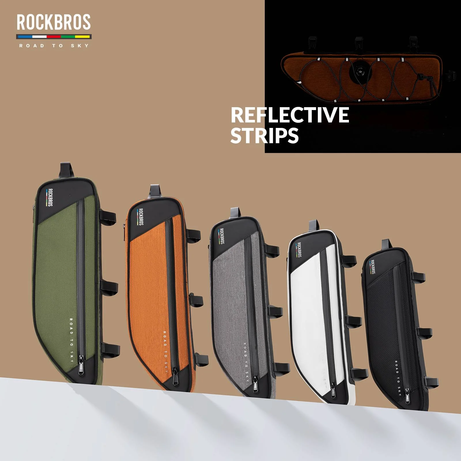 ROCKBROS Road-to-Sky Bike Frame Bag Reflective Waterproof Triangular Bag - Image 41