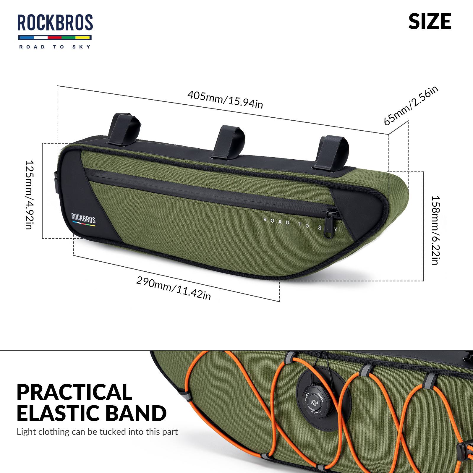 ROCKBROS Road-to-Sky Bike Frame Bag Reflective Waterproof Triangular Bag - Image 5