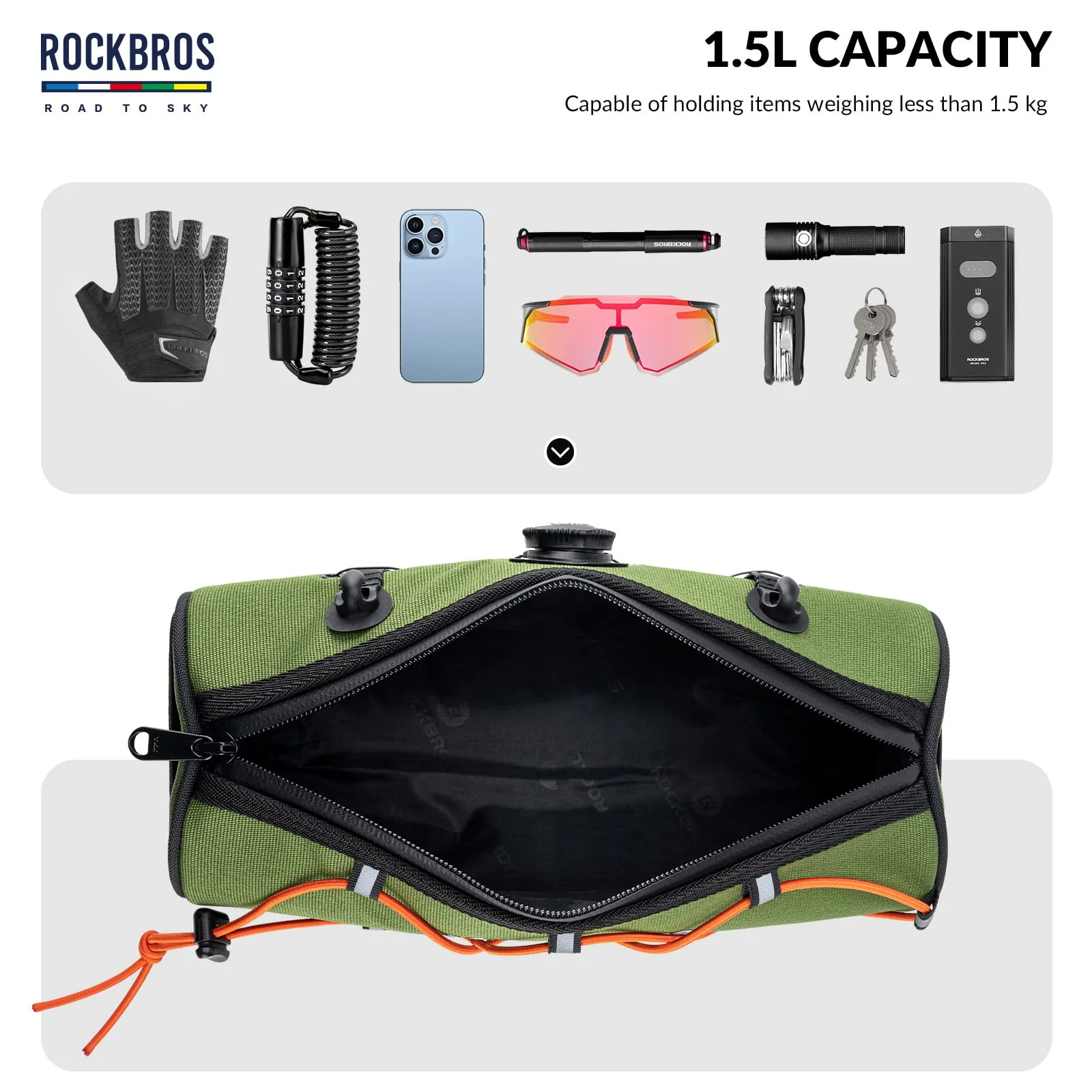 ROCKBROS Road-to-Sky Bicycle Handlebar Bag Front Bag for Bikes 5 Colors - Image 10