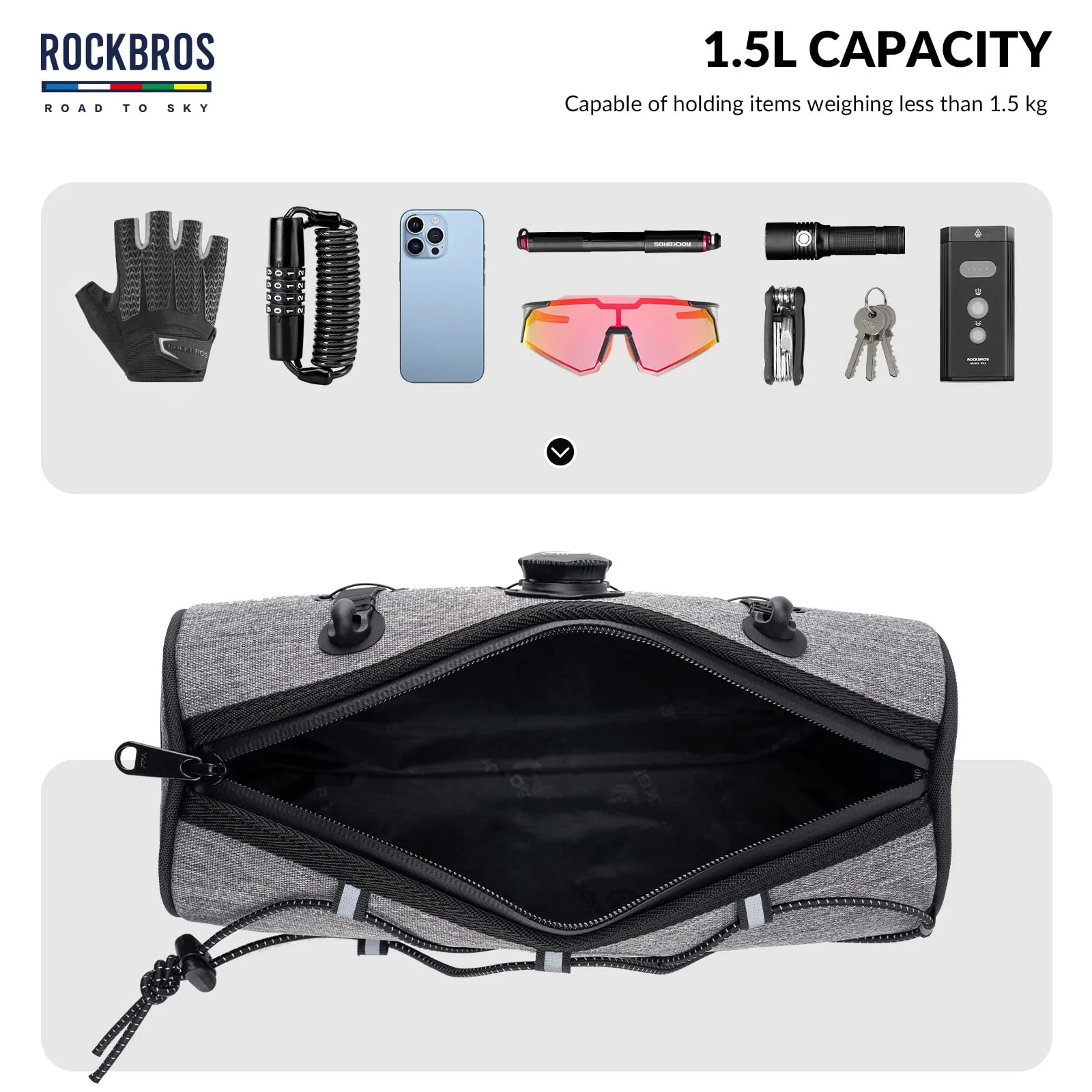ROCKBROS Road-to-Sky Bicycle Handlebar Bag Front Bag for Bikes 5 Colors - Image 24
