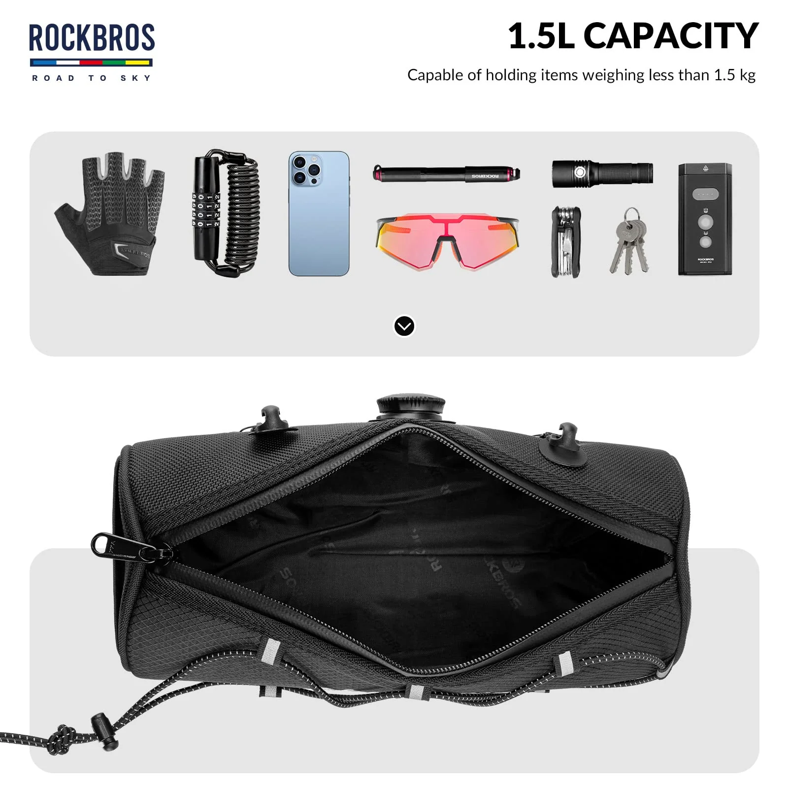 ROCKBROS Road-to-Sky Bicycle Handlebar Bag Front Bag for Bikes 5 Colors - Image 30