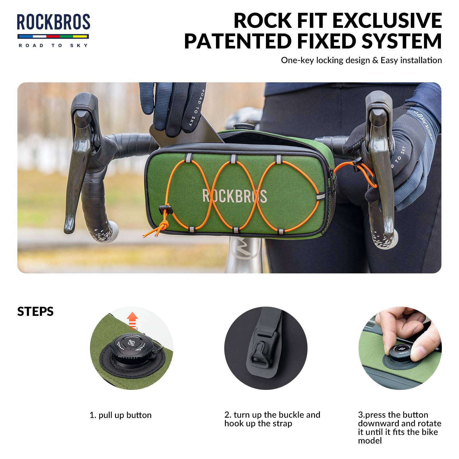 ROCKBROS Road-to-Sky Bicycle Handlebar Bag Waterproof Front Bag 1.9L - Image 13