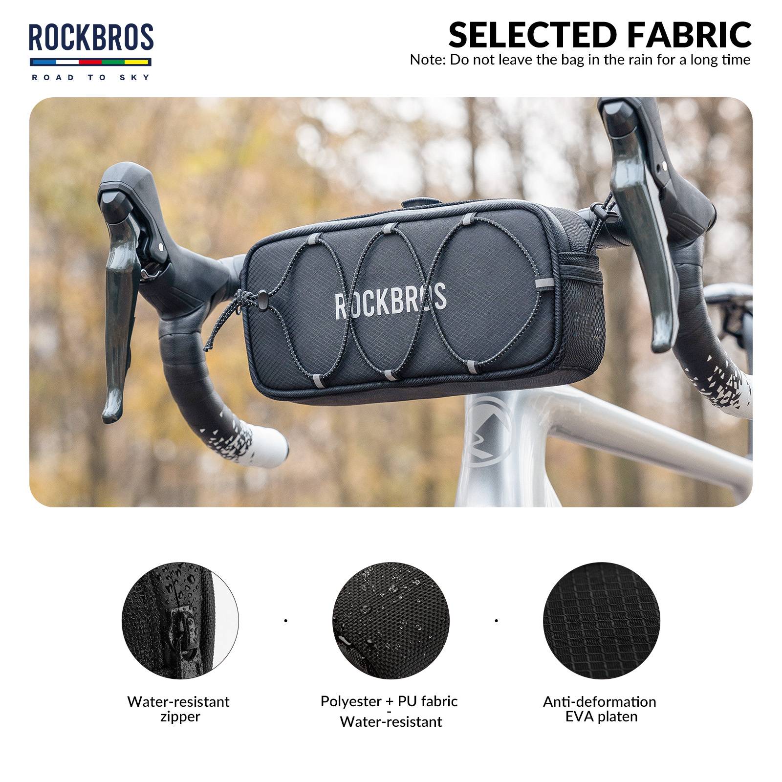 ROCKBROS Road-to-Sky Bicycle Handlebar Bag Waterproof Front Bag 1.9L - Image 15