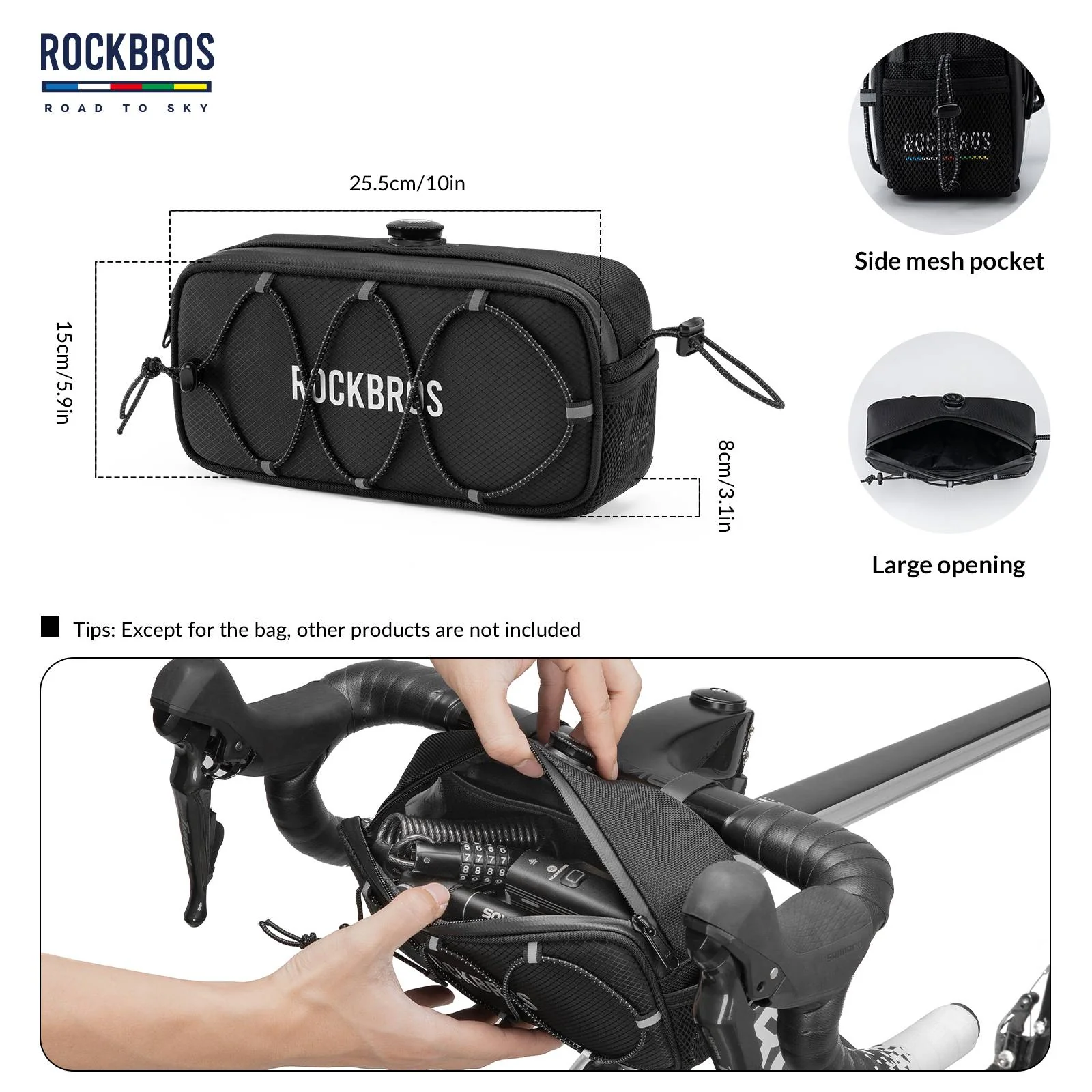 ROCKBROS Road-to-Sky Bicycle Handlebar Bag Waterproof Front Bag 1.9L - Image 16