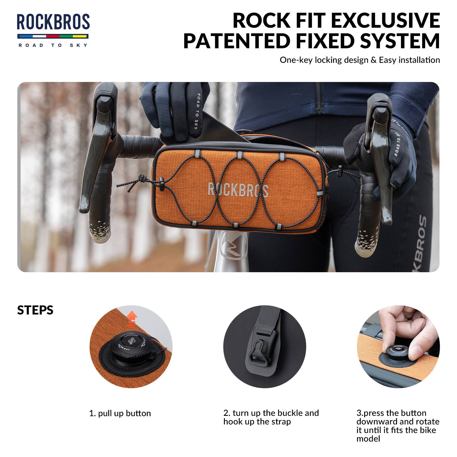 ROCKBROS Road-to-Sky Bicycle Handlebar Bag Waterproof Front Bag 1.9L - Image 30