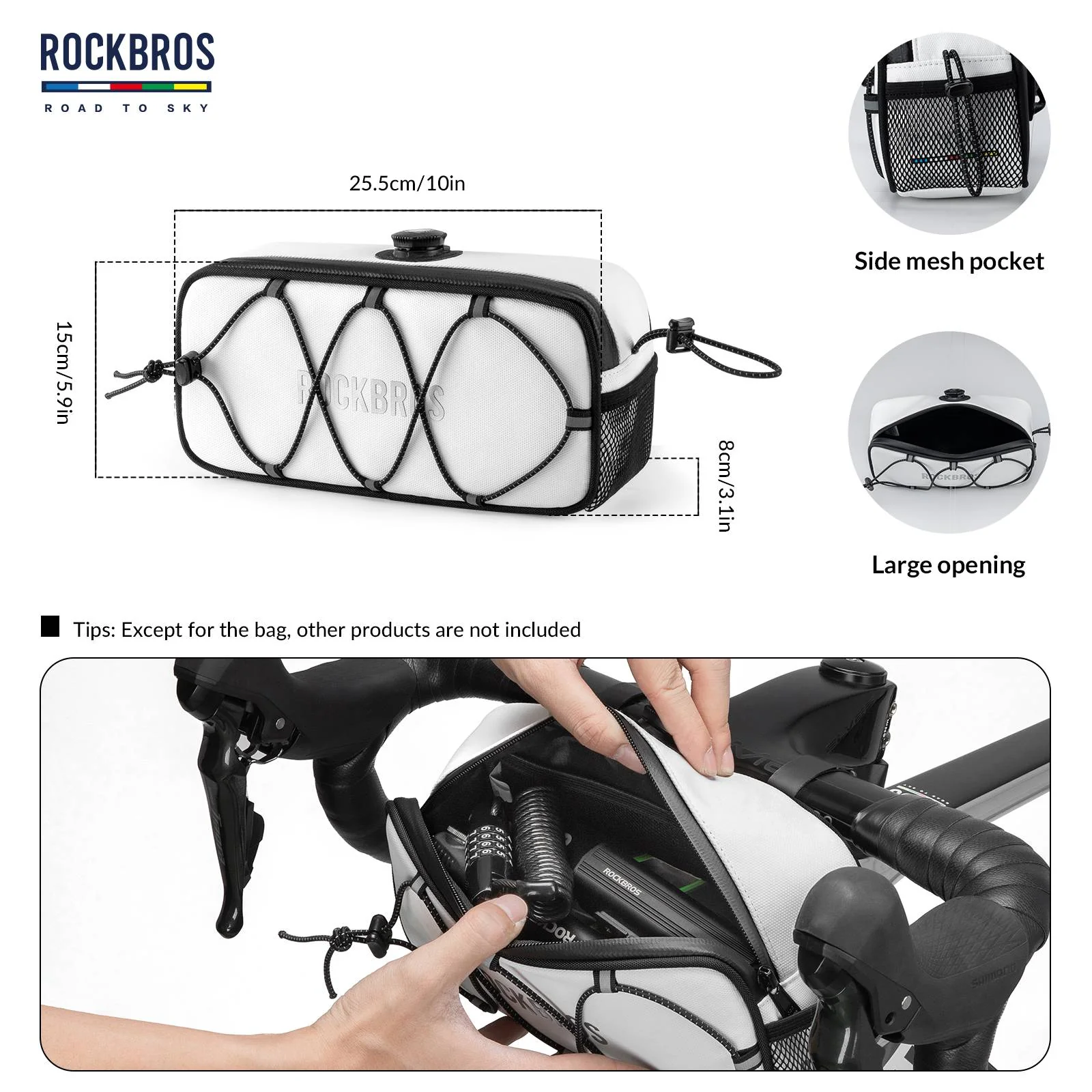 ROCKBROS Road-to-Sky Bicycle Handlebar Bag Waterproof Front Bag 1.9L - Image 4