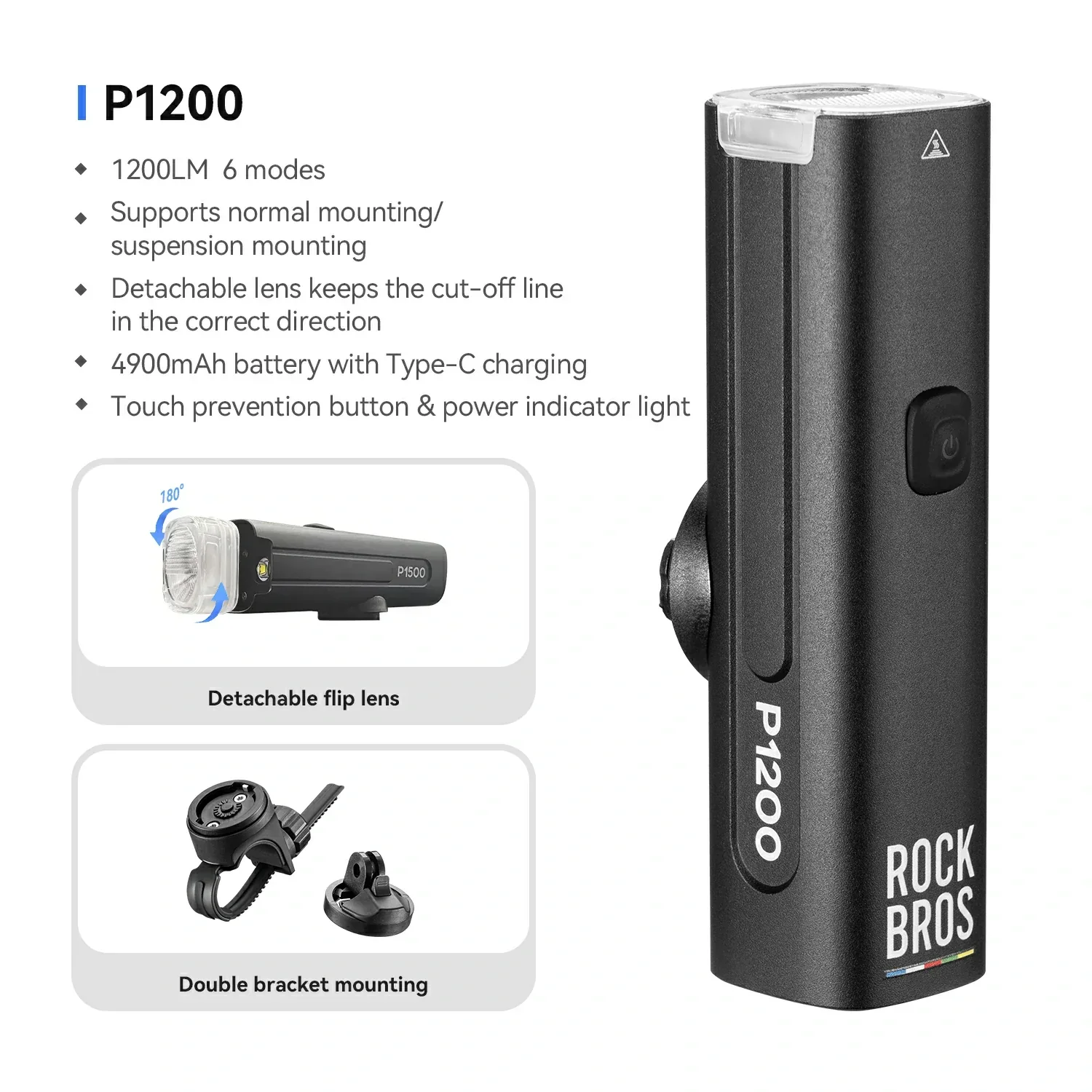 ROAD TO SKY Up to 1500 Lumens Bike Front Light - Image 4