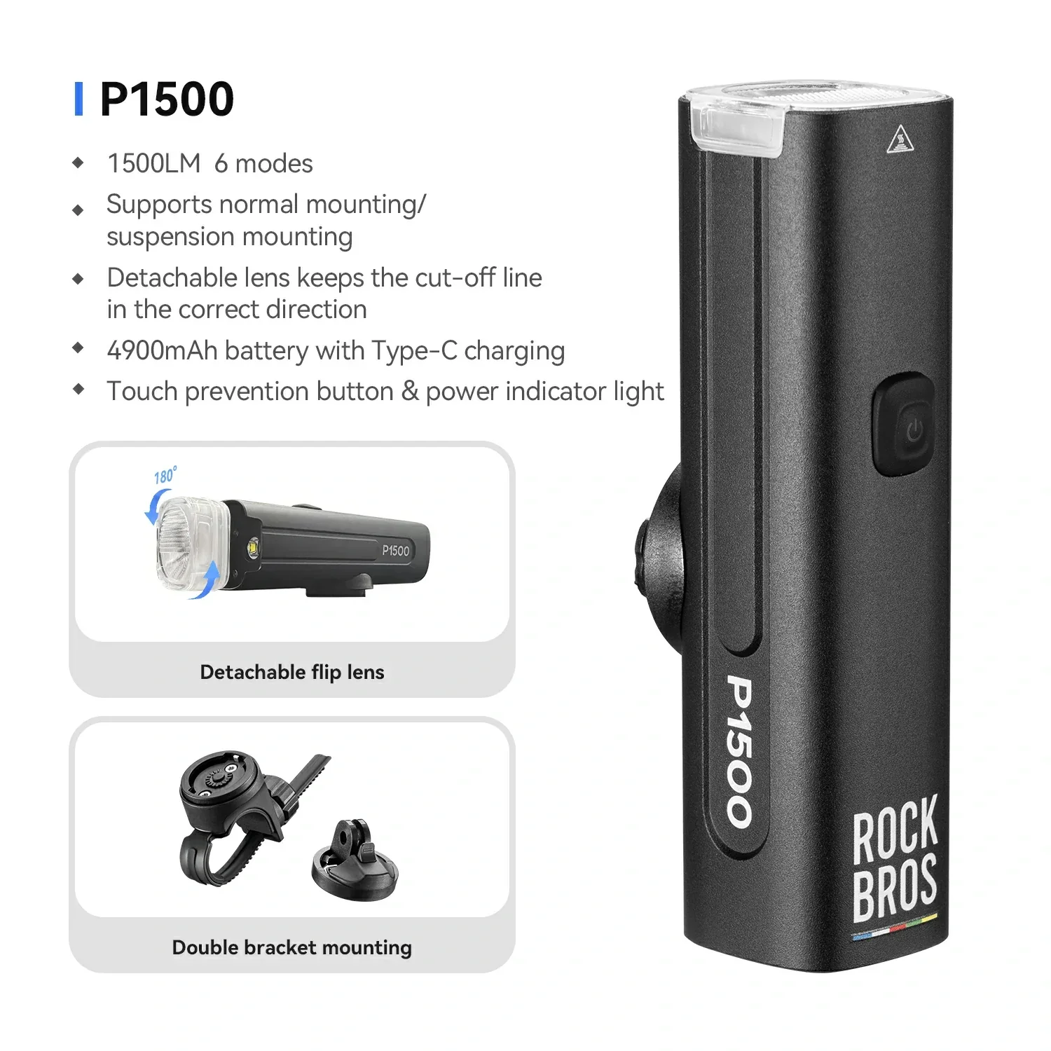 ROAD TO SKY Up to 1500 Lumens Bike Front Light - Image 5