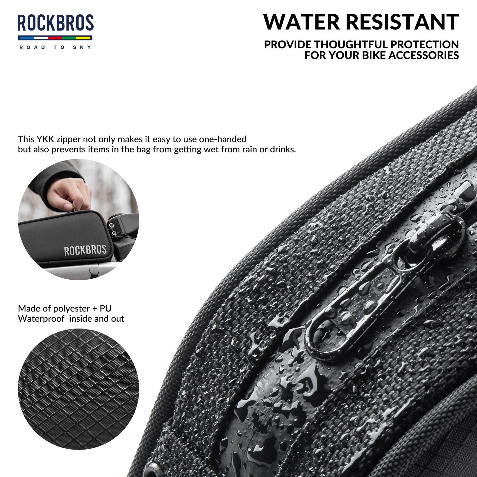 ROCKBROS Road-to-Sky Bicycle Top Tube Bag Frame Bag 0.7L Reflective Bicycle Bag - Image 14