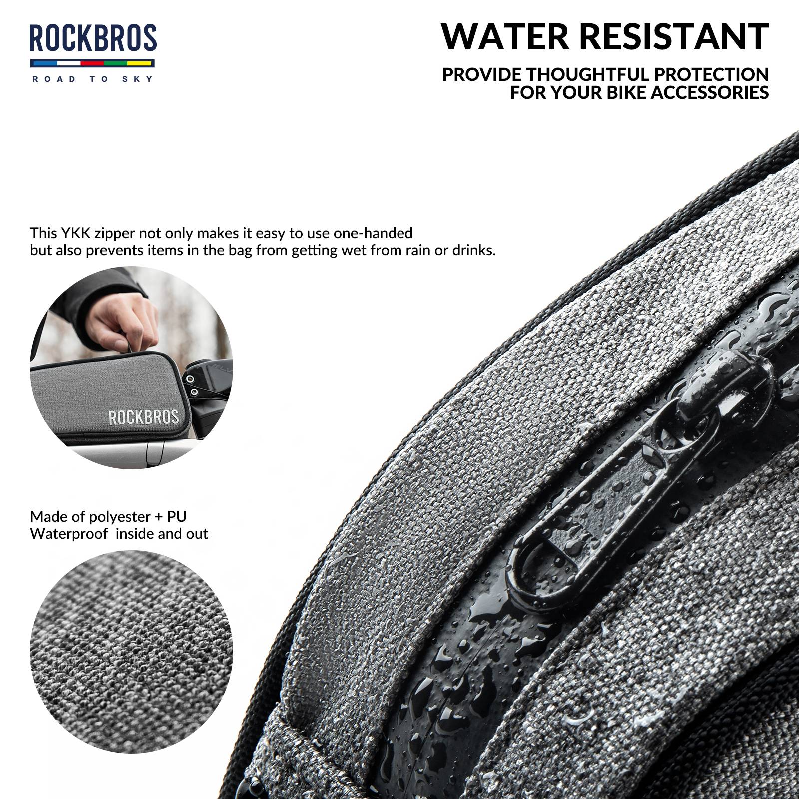 ROCKBROS Road-to-Sky Bicycle Top Tube Bag Frame Bag 0.7L Reflective Bicycle Bag - Image 19