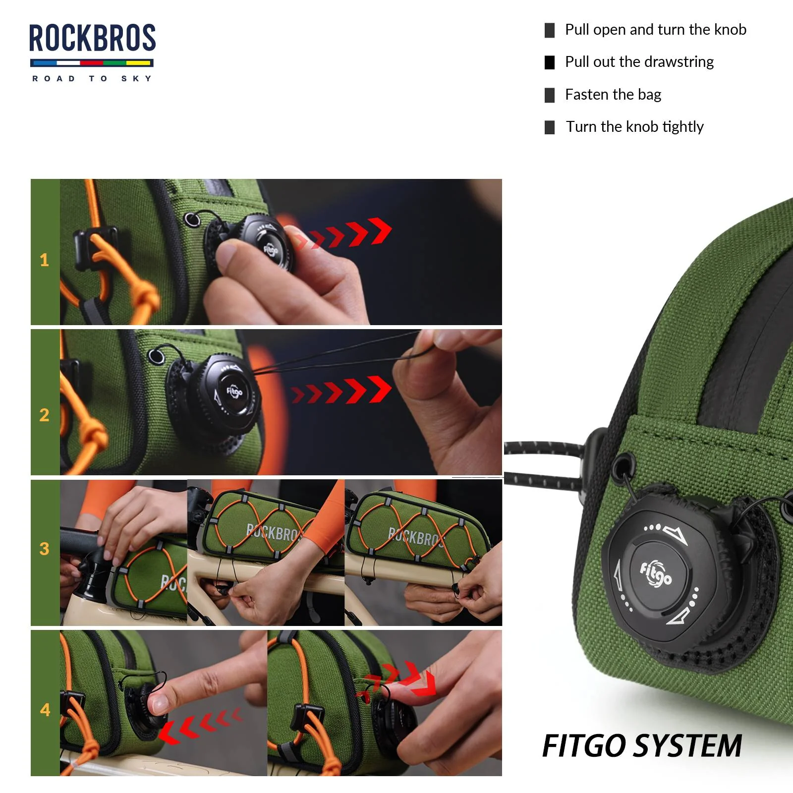 ROCKBROS Road-to-Sky Bicycle Top Tube Bag Frame Bag 0.7L Reflective Bicycle Bag - Image 26